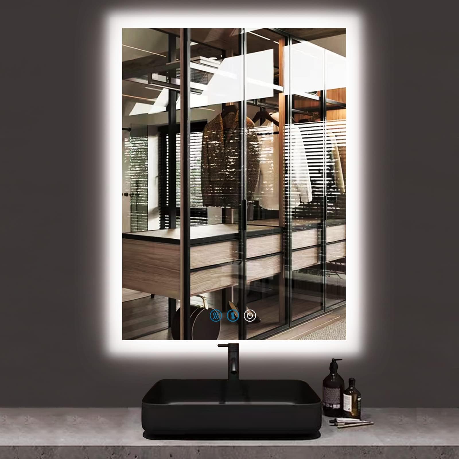 Amazon.com: LED Mirrors for Bathroom, Backlit Bathroom Mirror for Wall, Dimmable, Water Proof ...