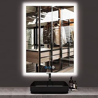 DIDIDADA Backlit LED Bathroom Vanity Mirror with Lights 30 x 20 Inch Lighted Mirror for Bathroom Wall LED Mirror Anti Fog 3 Color Dimmable Horizontal Vertical Frameless Bathroom Smart Light up Mirror