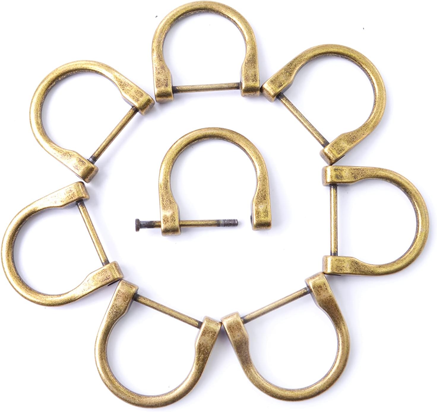 Bobeey 8pcs 1 inch D-Rings Horseshoe Shape U Shape D Rings Screw in Shackle Horseshoe Shape D Ring Replacement Purse Accessories Keychain BBC6 (1'', Antique Bronze) … - Image 4
