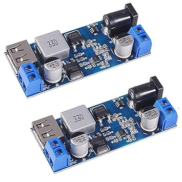 Buck Converter Module 12v to 5v 5A USB Voltage Regulator DC 9V-36V Step Down to USB 5V Transformer Dual Output Voltage Regulator Board for Phone Fast Charging(2 PCS)