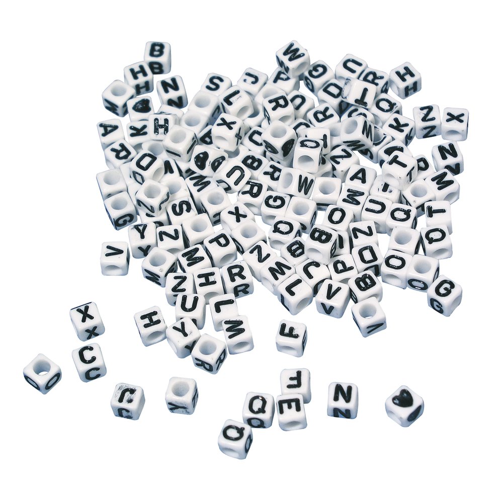 Rayher Plastic-Letters-Beads, White, 5x5 mm