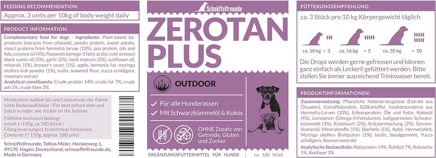 Zerotan Plus I Snack pour Chiens - avec Huile de Coco et Huile de Cumin Noir - Soutient Le Chien Pendant la Saison en Plein Air - Fabriqué en Allemagne (300g)