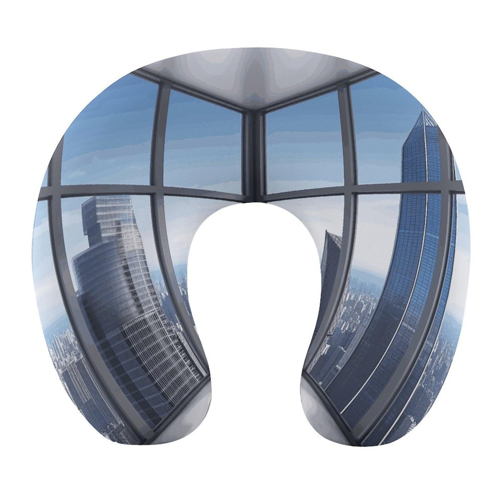 Adfgyerh Style Skyscraper Buildings U-Shaped Pillow，Memory Foam Pillow Core，Cushion ，Provide Neck Support ，Travel Pillow，Suitable For Airplanes, Cars, Homes, And Offices.