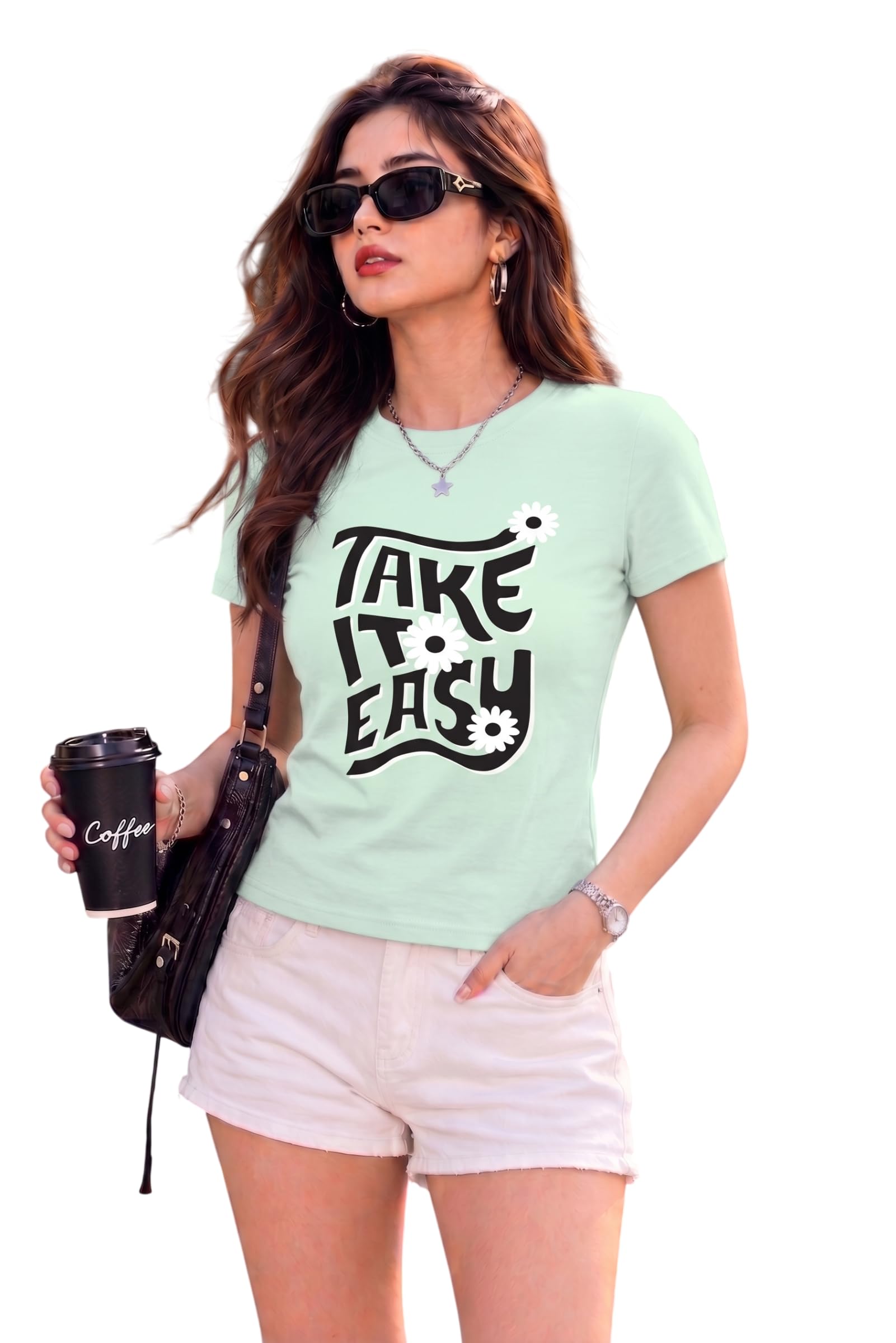 Women's Graphic Printed T-Shirt, Round Neck Half Sleeve Casual Slim Fit Cotton Blend Tee, College, Office & Travel-image-15