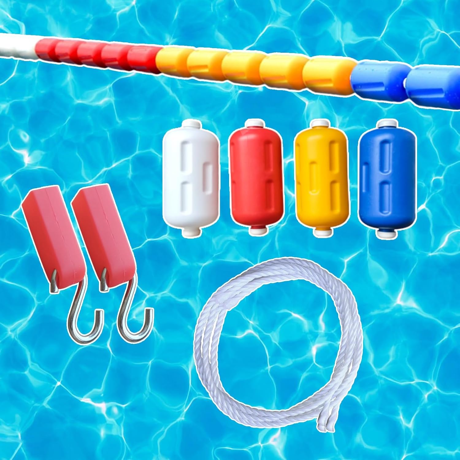 Pool Safety Divider Float Rope, Anti-UV Dividing Water Area Pool Floating Lane, Swimming Pools Buoy Line for Water Park/Public Pools