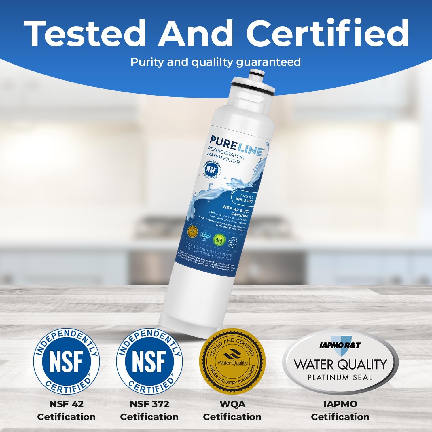 Pureline DW2042FR-09 Replacement for Daewoo DW2042FR-09, DW2042FR, Kenmore 46-9130, Aqua Crystal DW2042F-09, Refrigerator Water Filter - Reduces Bad Taste & Odor