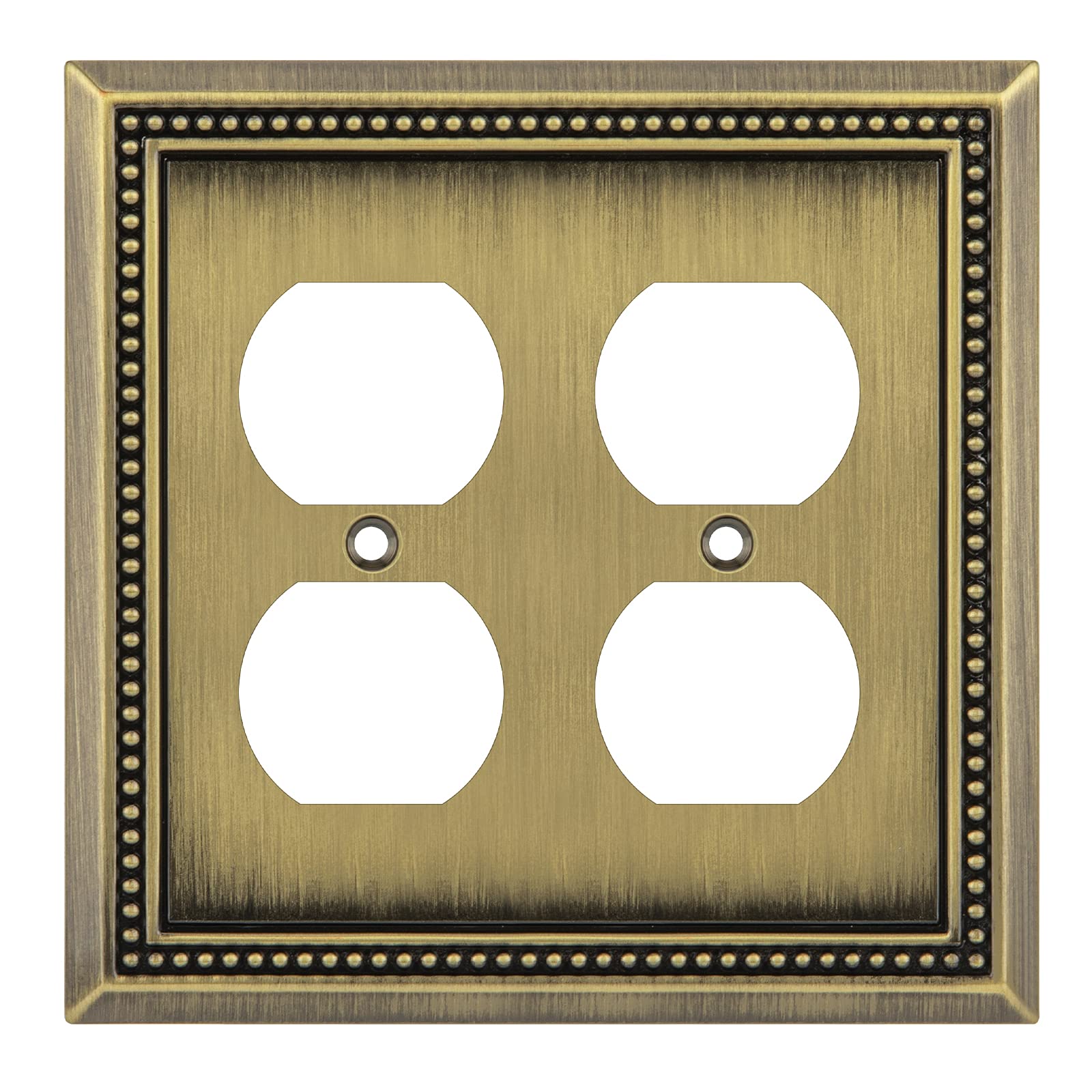 Henne Bery Sunken Pearls Heavy Duty Decorative Wall Plate Switch Plate Outlet Cover (Double Duplex, Antique Brass)