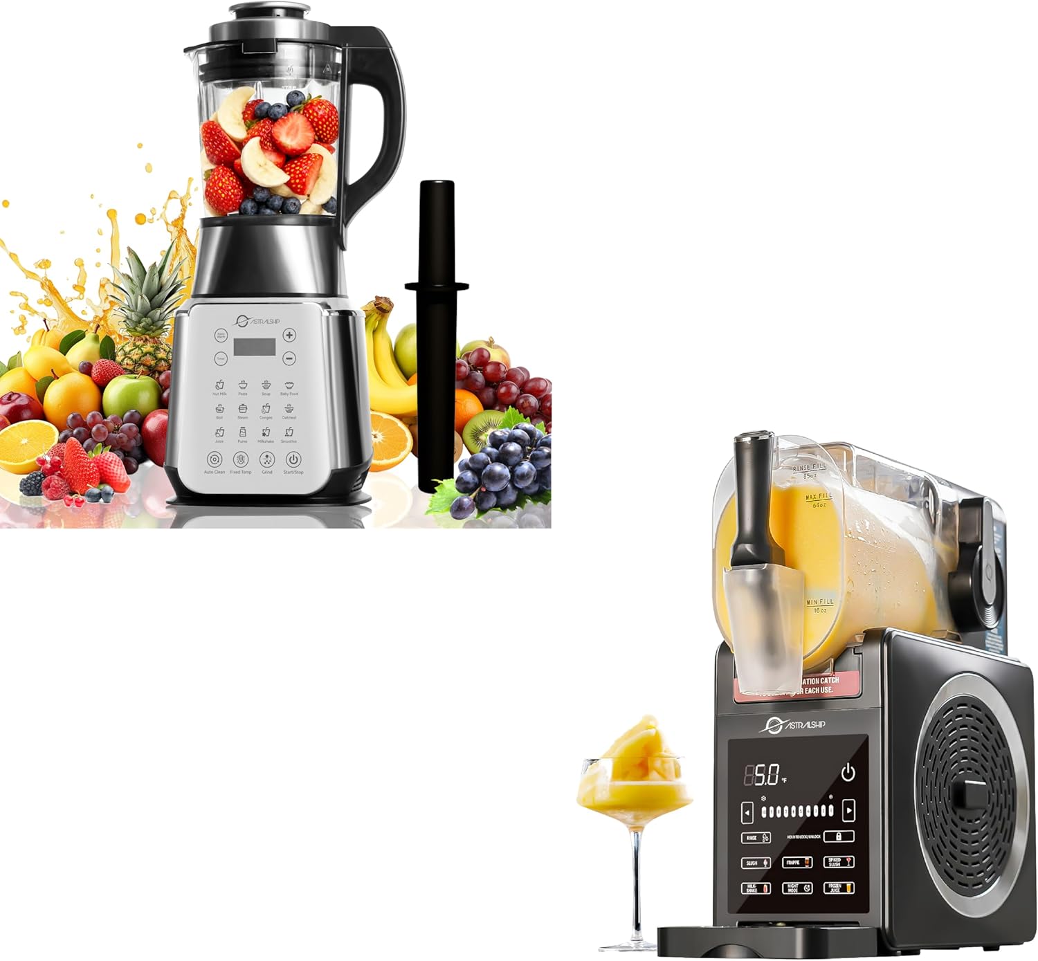 ASH01-S Pro Professional 59OZ Countertop Blender for Smoothies + ASSM-01 Slushie Machine Pro - 85oz Large Capacity, 5 Preset Modes + Rinse + Night Mode with Smart Temperature Control