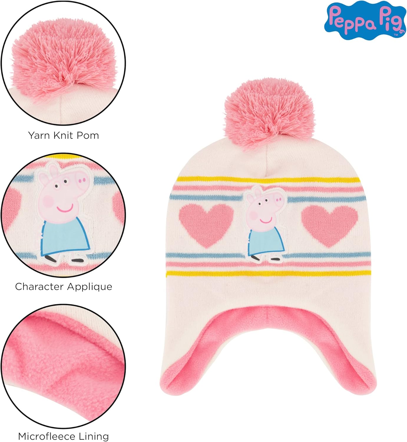 Hasbro Girls Winter Accessory Hat and Mittens Set, Peppa Pig Beanie for Toddler Ages 2-4 - Image 3