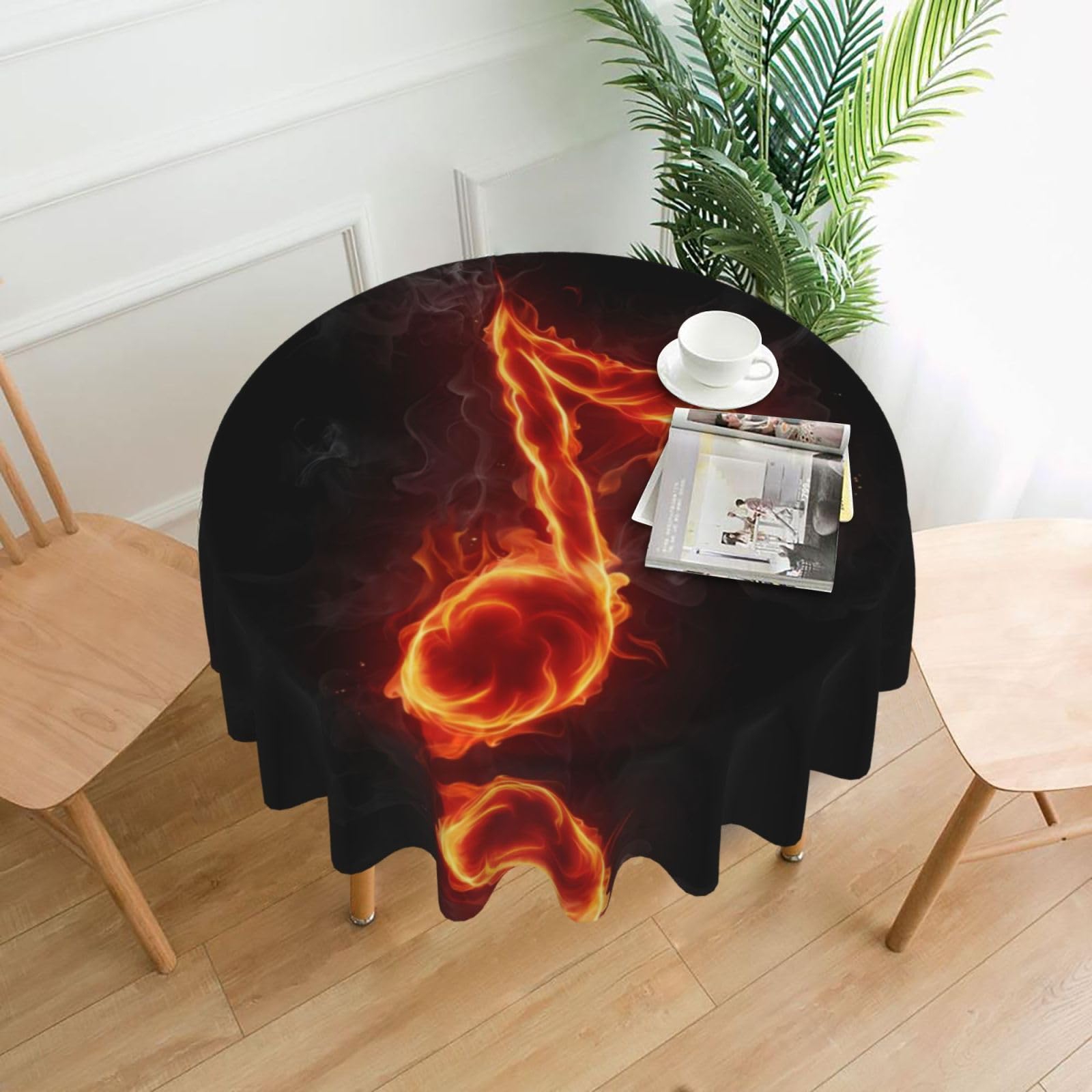 YYHWHJDE Music Note Prints Round Decorative Tablecloth 60in - High-Grade Polyester Throw for Elegant Dining & Festive Gatherings