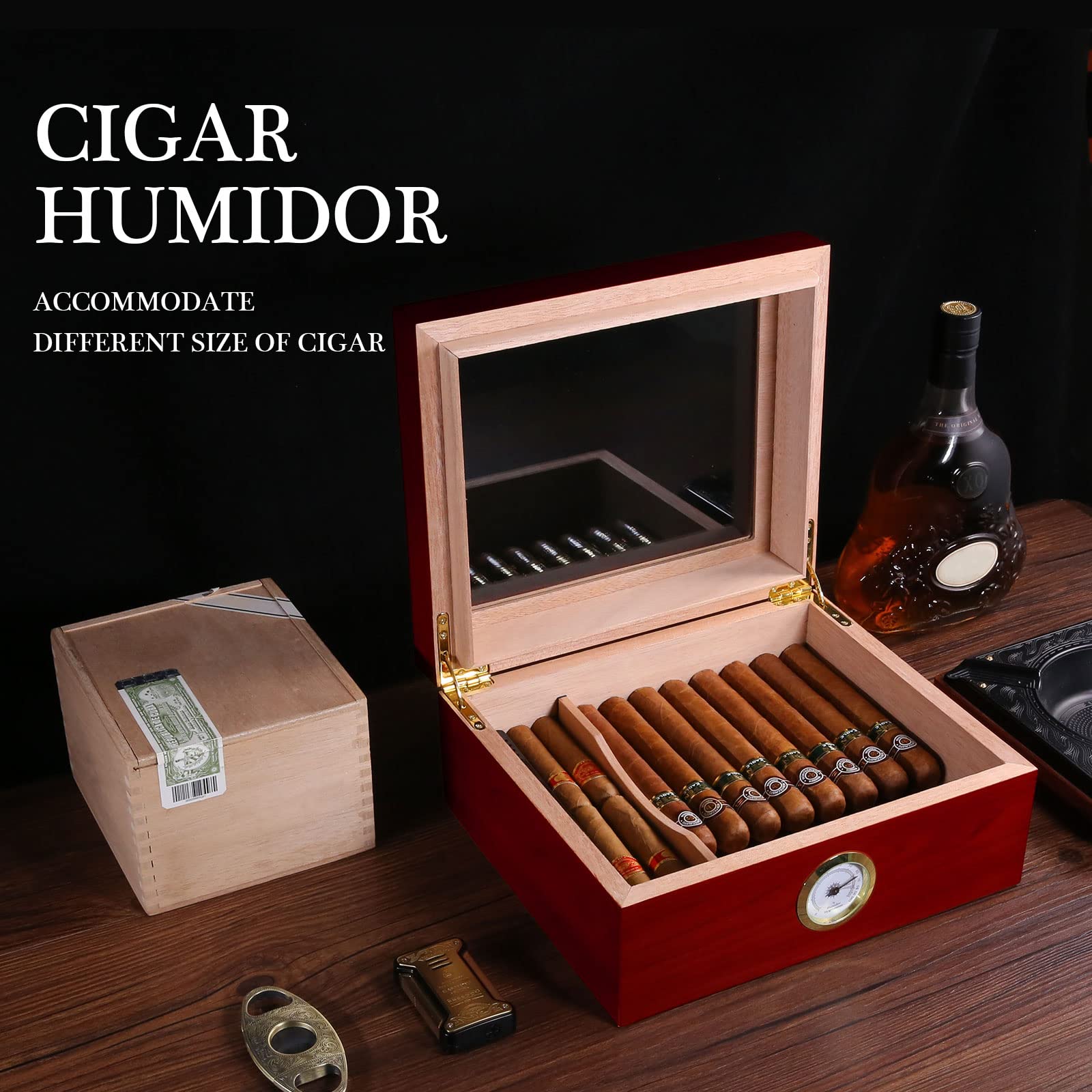 CIGARLOONG Cigar Humidor Holds 4060 Cigars with Hygrometer and