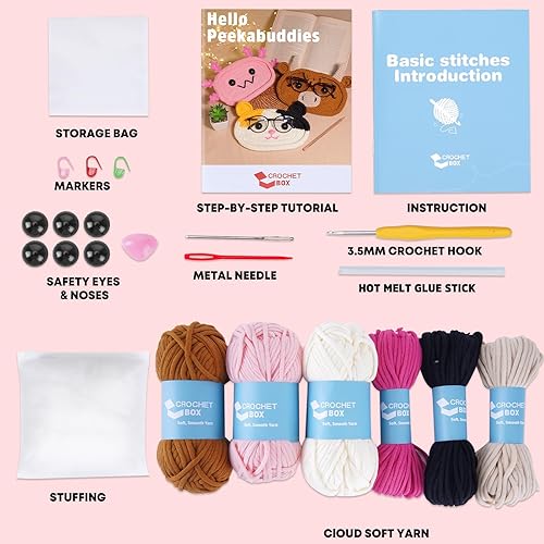 Miniatura 156 de Kit de ganchillo para principiantes: kit de ganchillo de vaca Highland, incluye hilo suave fácil de tejer, tutorial en video paso a paso, gancho