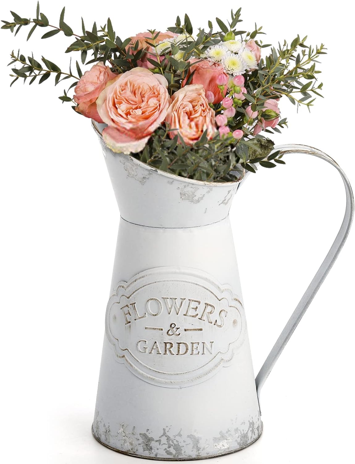 SOUJOY Rustic Shabby Chic Vase, Farmhouse Galvanized Flower Vase, Metal Milk Jug Vases, French Style Vintage Decorative Pitcher for Home Decor, Photo Props, Sparklers for Weddings - Image 5