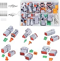 Vista 17 de Kit de conectores Deutsch de 194 piezas, 2 pares, 2 3 4 6 8 12 pines, conector eléctrico impermeable gris con contactos estampados y tapones