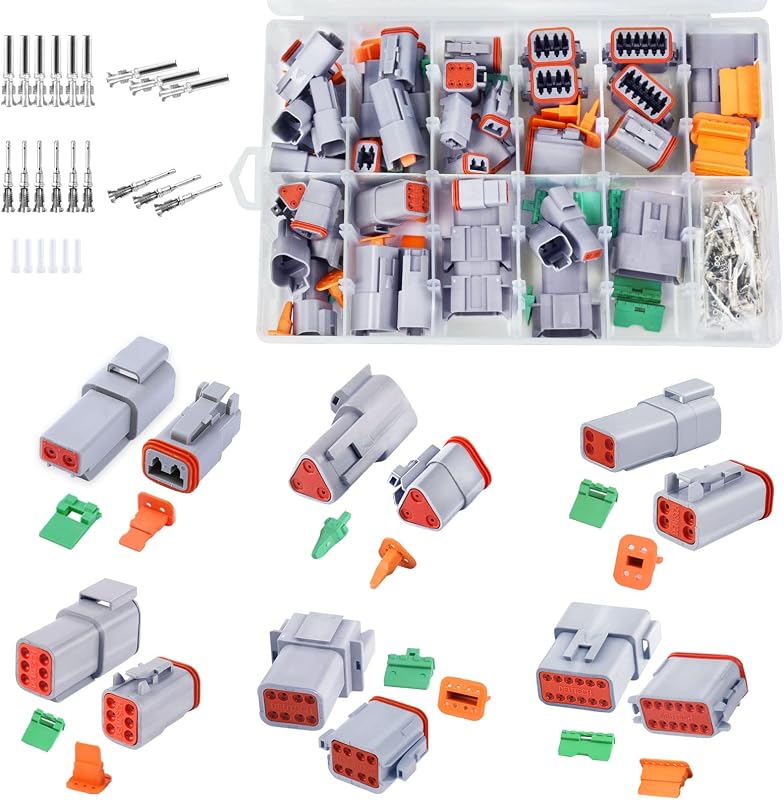 Kit de conectores Deutsch DT Cedolio 2/3/4/6/8/12 pinos com contatos estampados tamanho 16 – 288 peças