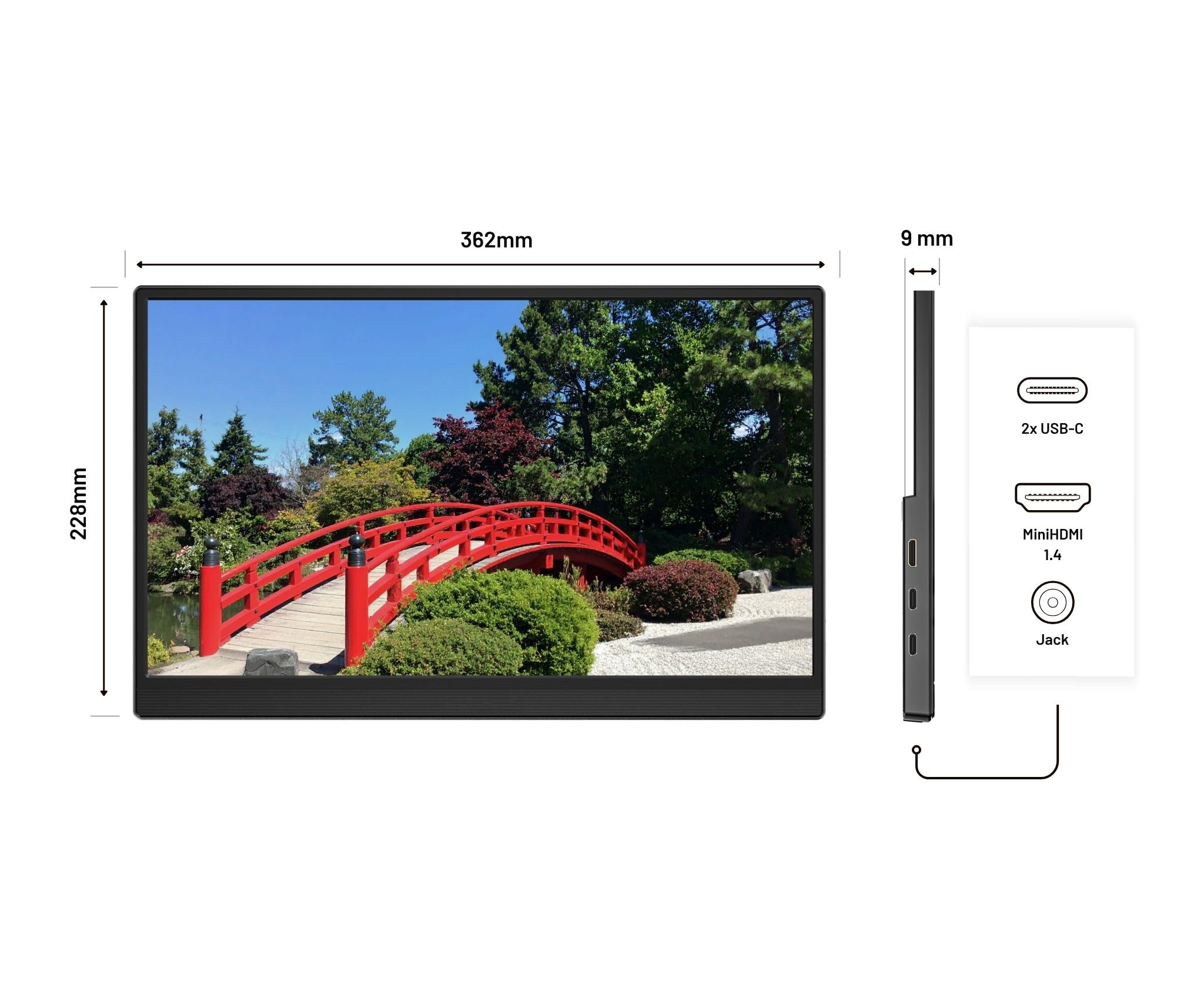 JapanNext Monitor Portatile Tattile 15.6" IPS Full HD (1920x1080)