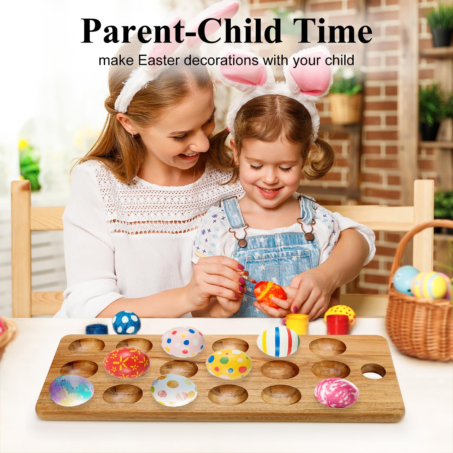 20 Holes Acacia Wood Deviled Egg Tray For Egg Holder Easter Gift Devilled Eggs Container Platter Wooden Cheese Charcuterie Board Devil Egg Serving Dish Carrier Hosting Kitchen Counter Plates - View #2