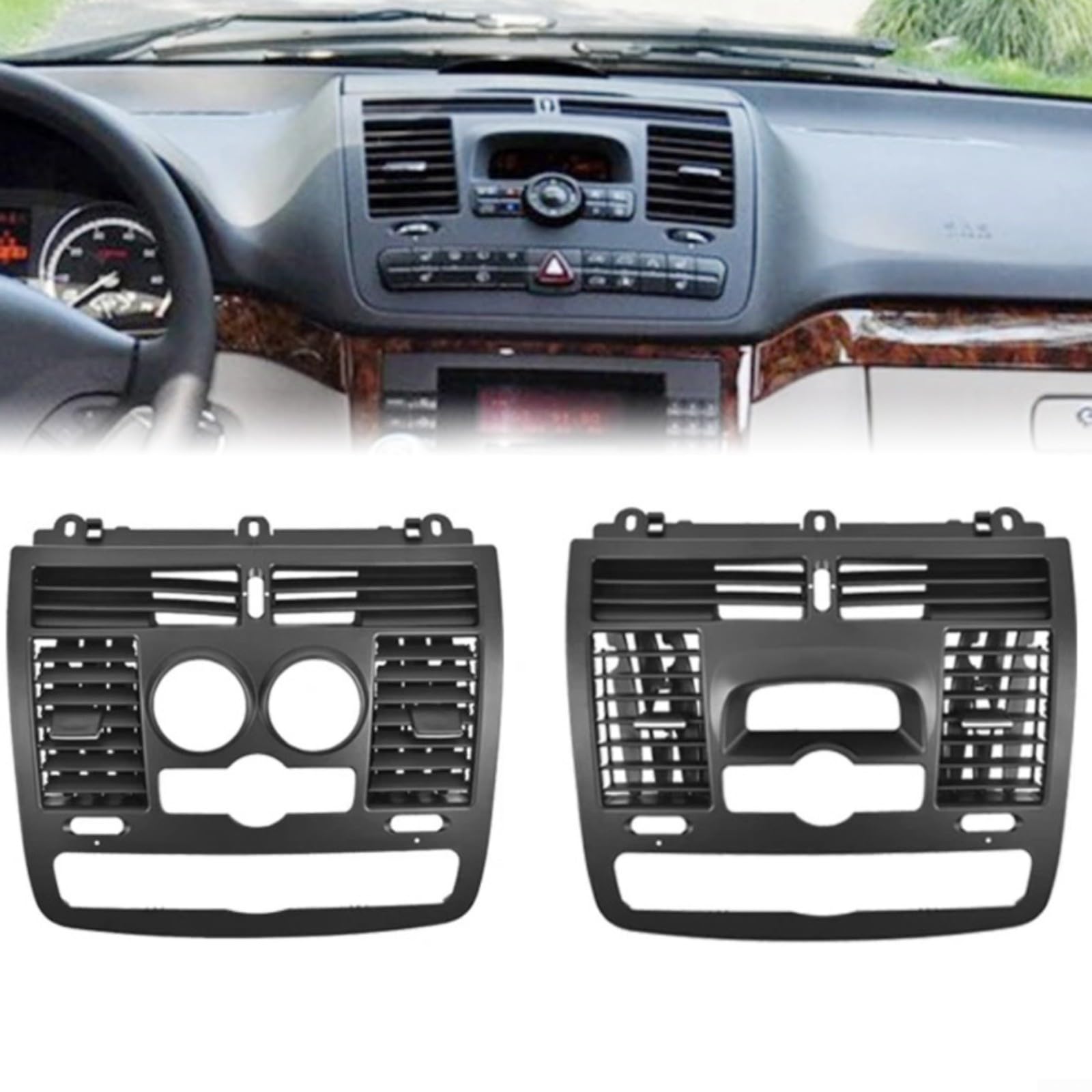 Aire acondicionado, salida de aire, panel de salpicadero, rejilla de ventilación para Mercedes Vito para Viano W636 W639 2004-2015, interior negro (A)