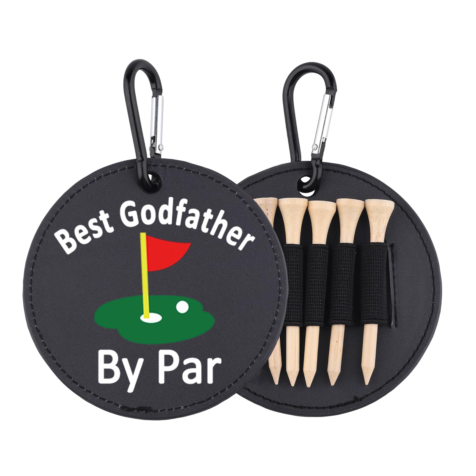 Best Godfather by Par Leather Golf Tees Holder Funny Golf Tee Tag Birthday Gift for Godfatherr (Best Godfather)