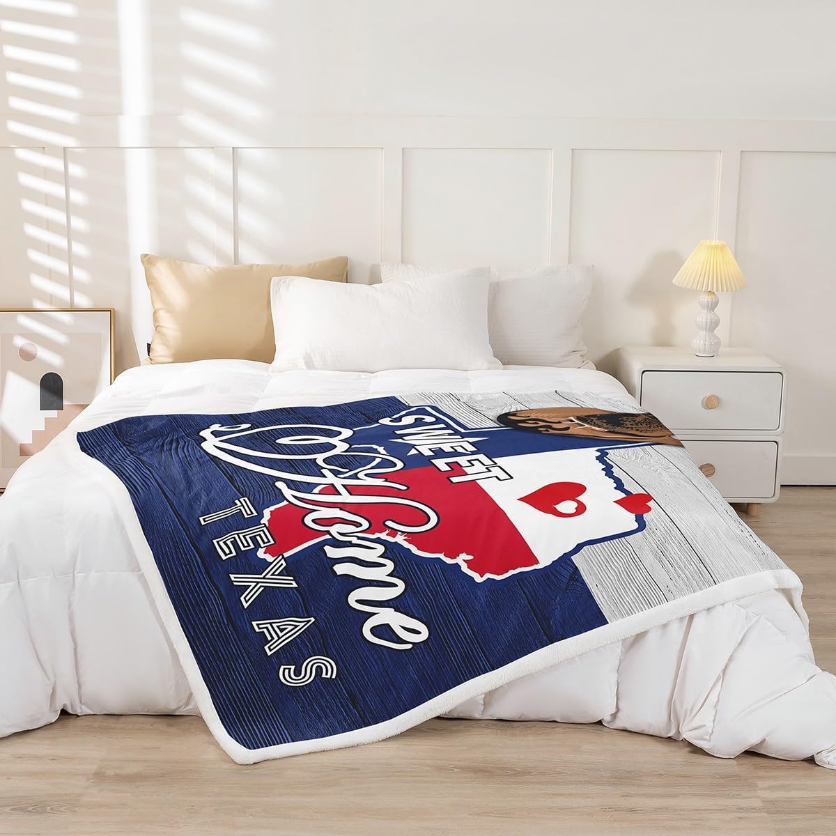 Feelyou Texas Star Plush Blanket for Bed Sofa Couch American Flag Sherpa Blanket Boys Girls Cowboy Plush Blanket for Bed Sofa Couch Patriotism Fuzzy Blanket Queen 90"x90"