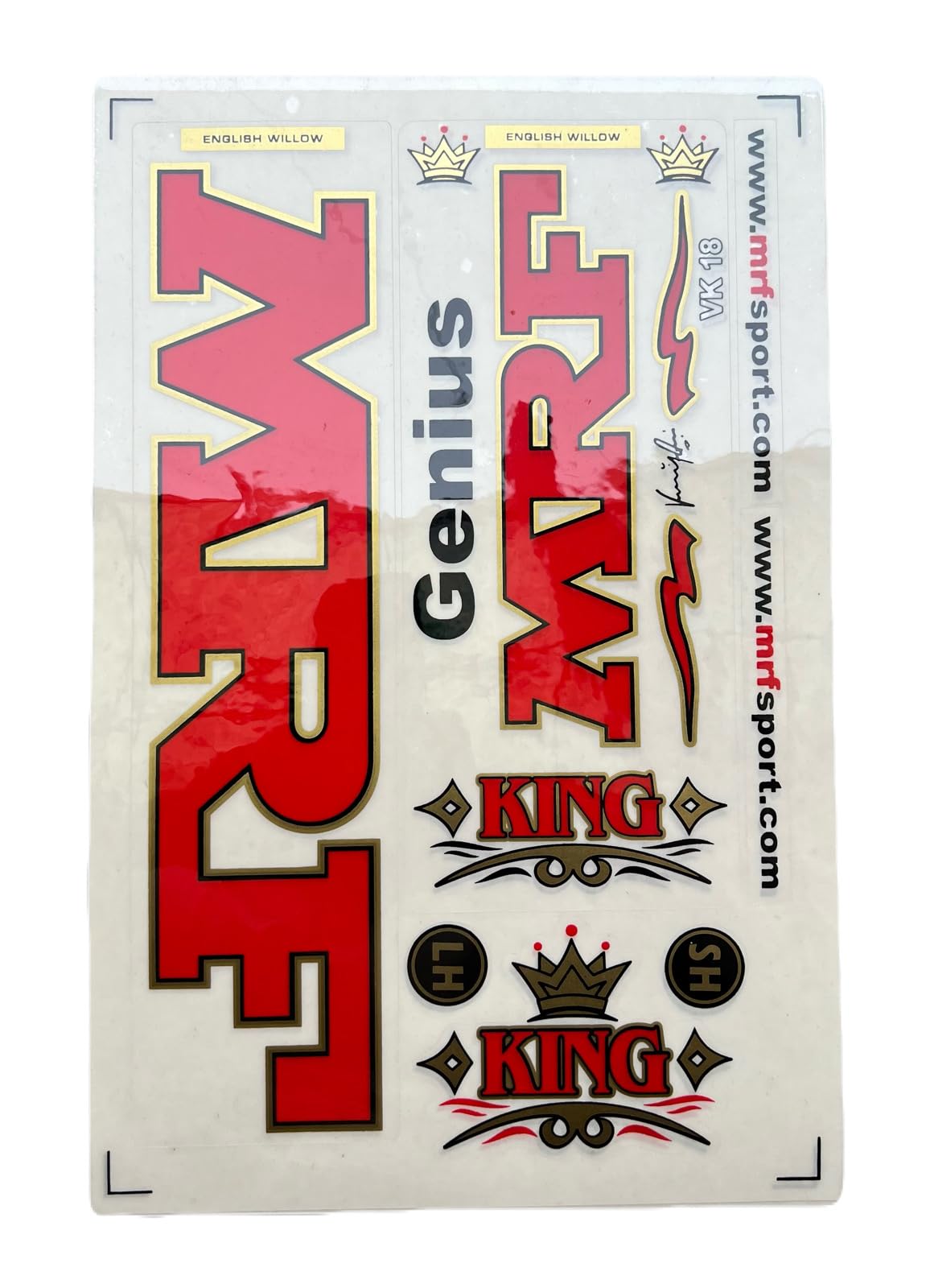 King Black Genius VK 18 Cricket Bat Sticker Set, English Willow | Red & Gold Design, King Edition, Self-Adhesive, Cricket Bat Decal, Multi-Piece Sheet-image-25
