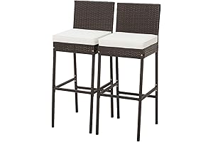Tangkula Set of 2 Patio Wicker Bar Stools: Outdoor Oasis for Drinks and Dining