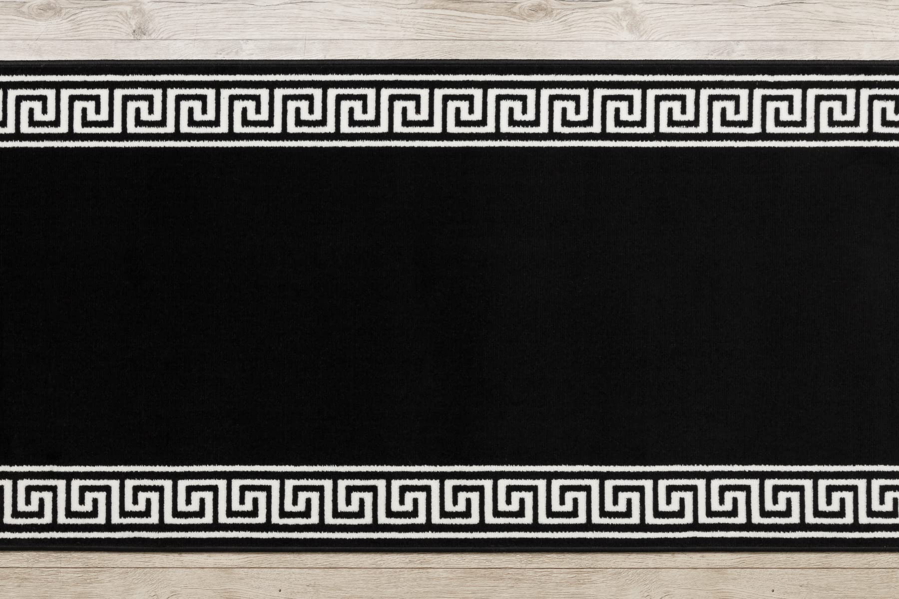 rugsx Läufer BCF MORAD Grek - Griechisches Muster in Schwarz - Matte für Flur, Küche & Eingangsbereich - Teppichläufer 100x250 cm