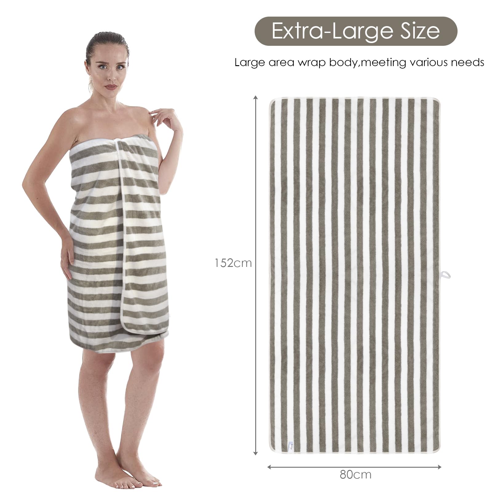 VIVOTE Toalla de baño de Microfibra,Toalla de baño para Adultos, Toalla Playa de Secado rápido para Gimnasio Deportes Viajes Fitness Yoga Playa 70X140 cm,Gris,(Paquete de 2)
