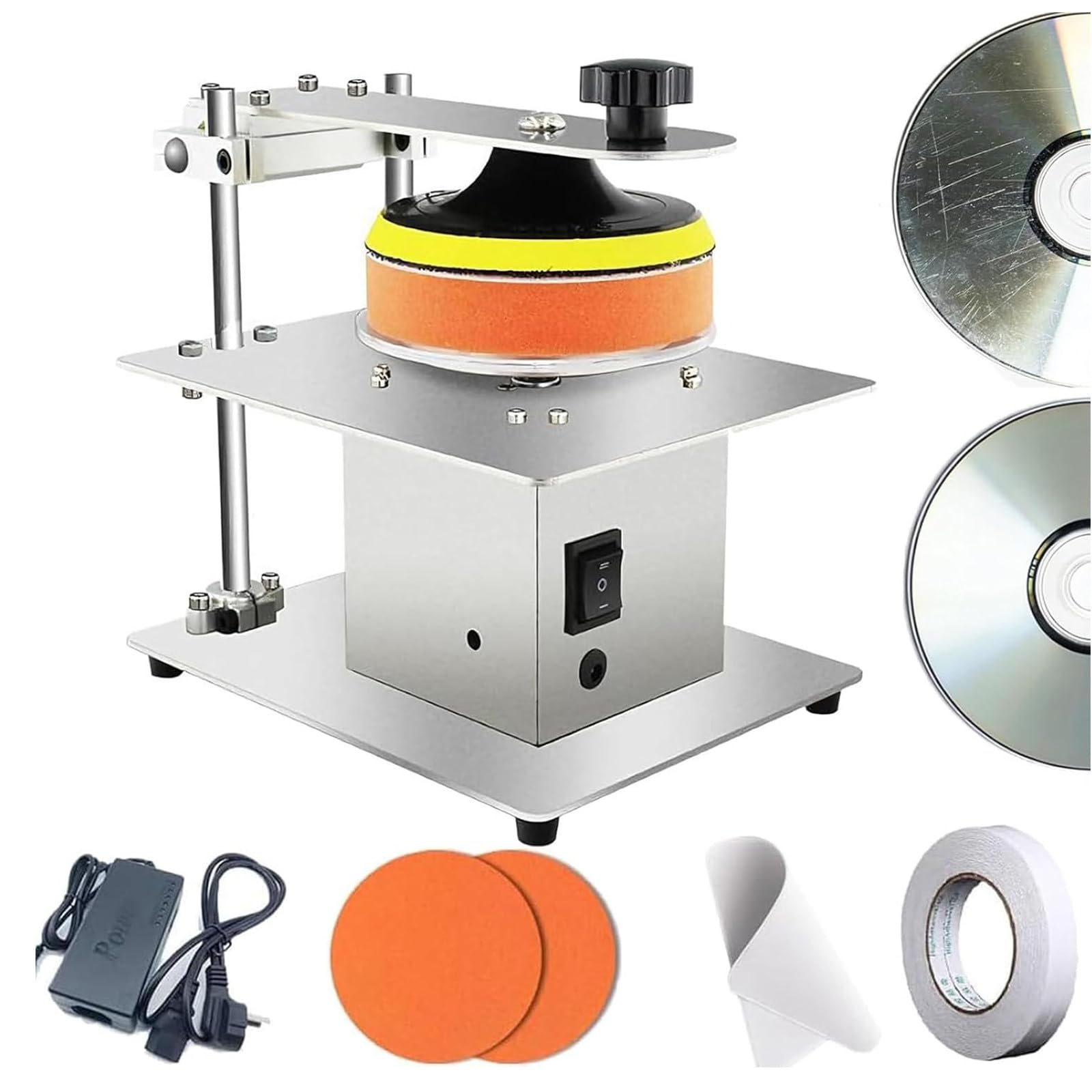 ZenSeFarin DVD/CD Repair Cleaning Machine, Electric Disc Repair Machine with Adjustment Speed and 2 Polishing Cotton, Repair Rate is As High As 99%, for Scratch Repair & Data Recovery