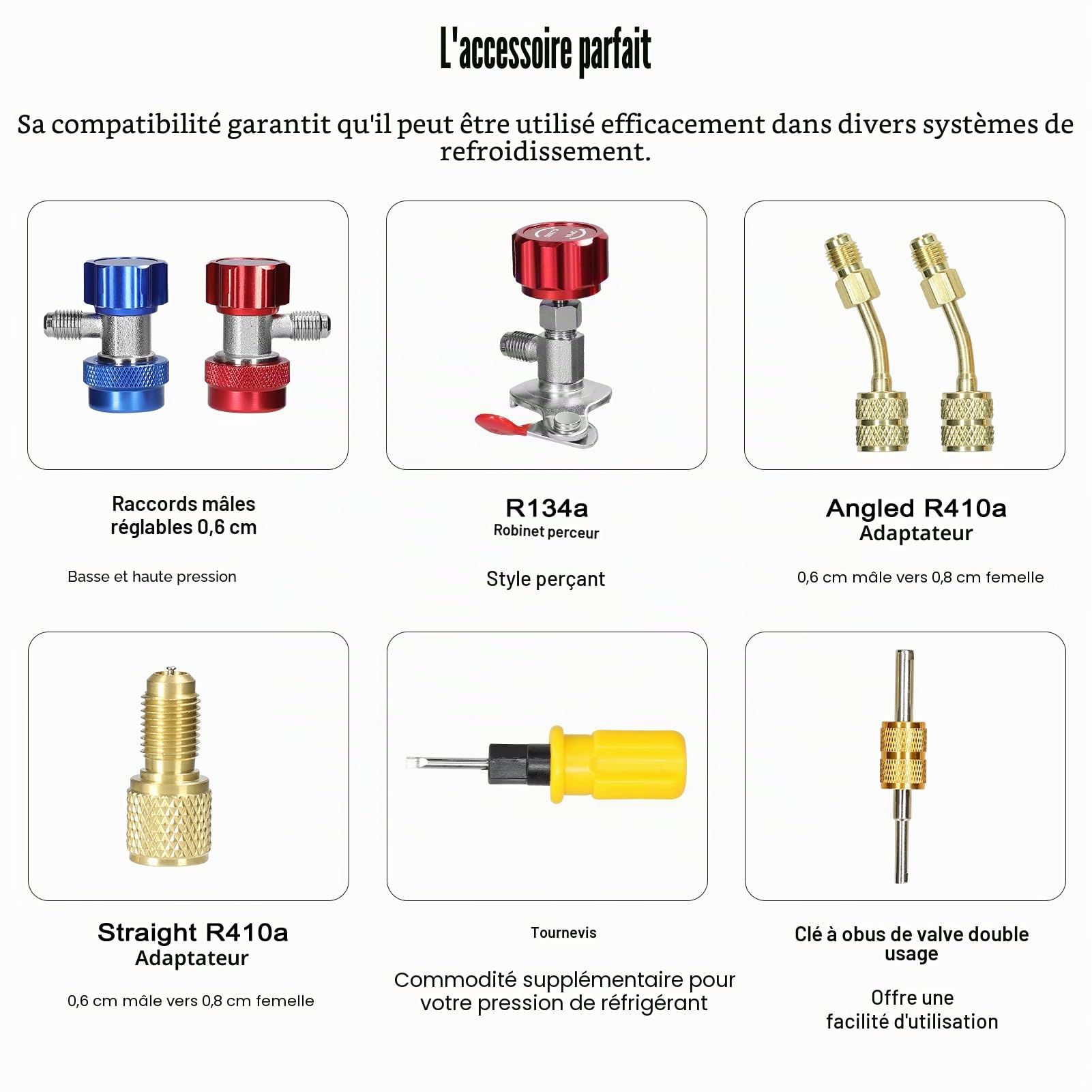 Réfrigérant Manifold Gauge Set, Weytoll Ensemble de manomètres pour climatisation, adaptateurs de couplage rapide en laiton pour réfrigérant R22/R134a/R410a