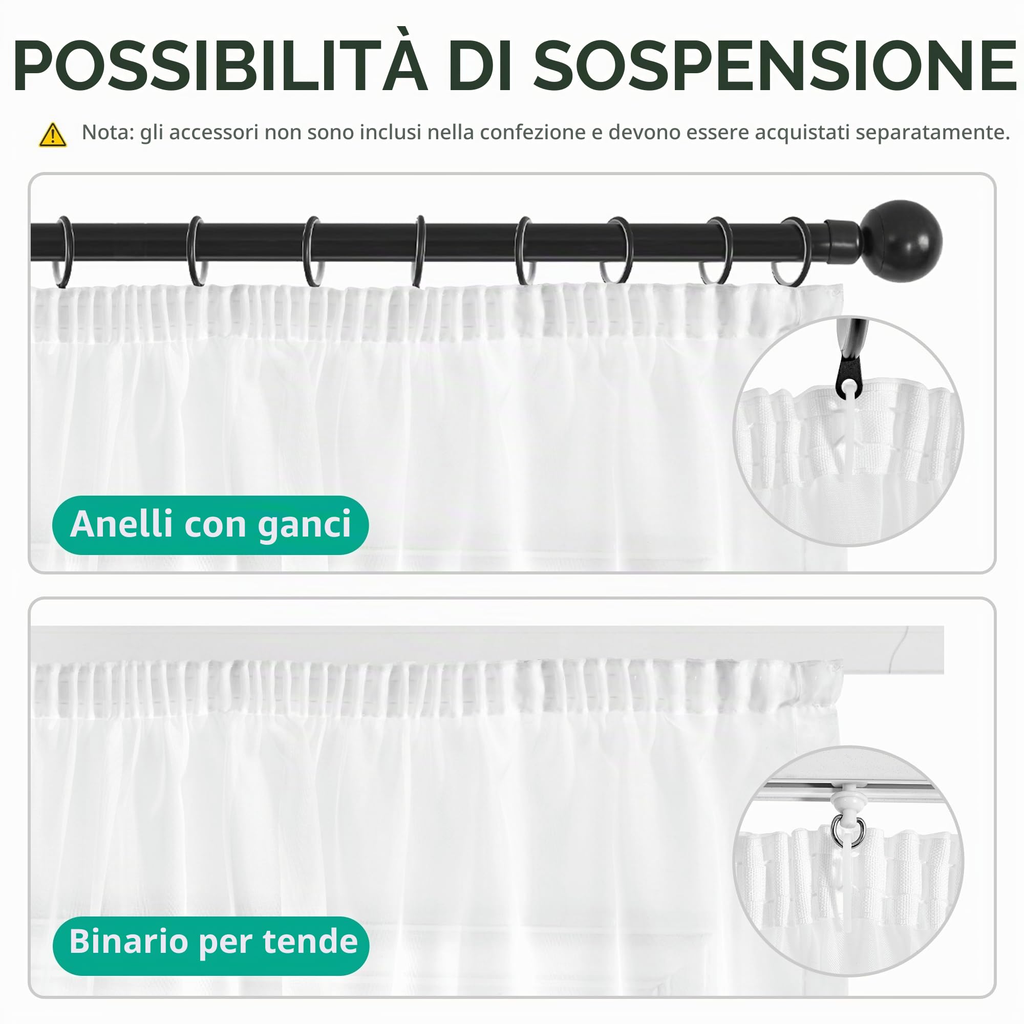Deconovo Tende per Interni Moderne ed Eleganti con Fettuccia – 2 Pezzi Tende Voile Bianche 140x290 cm per Camera da Letto, Salotto o Soggiorno, Tessuto Traspirante, Facili da Installare
