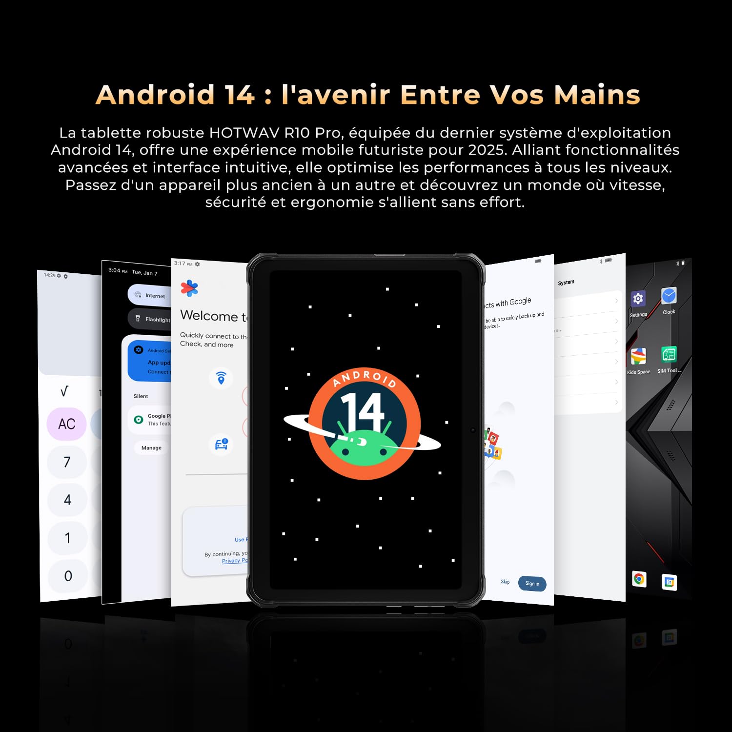 HOTWAV R10 Pro Tablette Incassable-20Go + 256Go/TF 1To Android 14 Tablette | 10080mAh Battery, Écran 10.1" HD+ Tablette Chantier, 13MP+5MP, Octa Core, Dual SIM 4G, Face ID, IP68&IP69K, GPS/OTG
