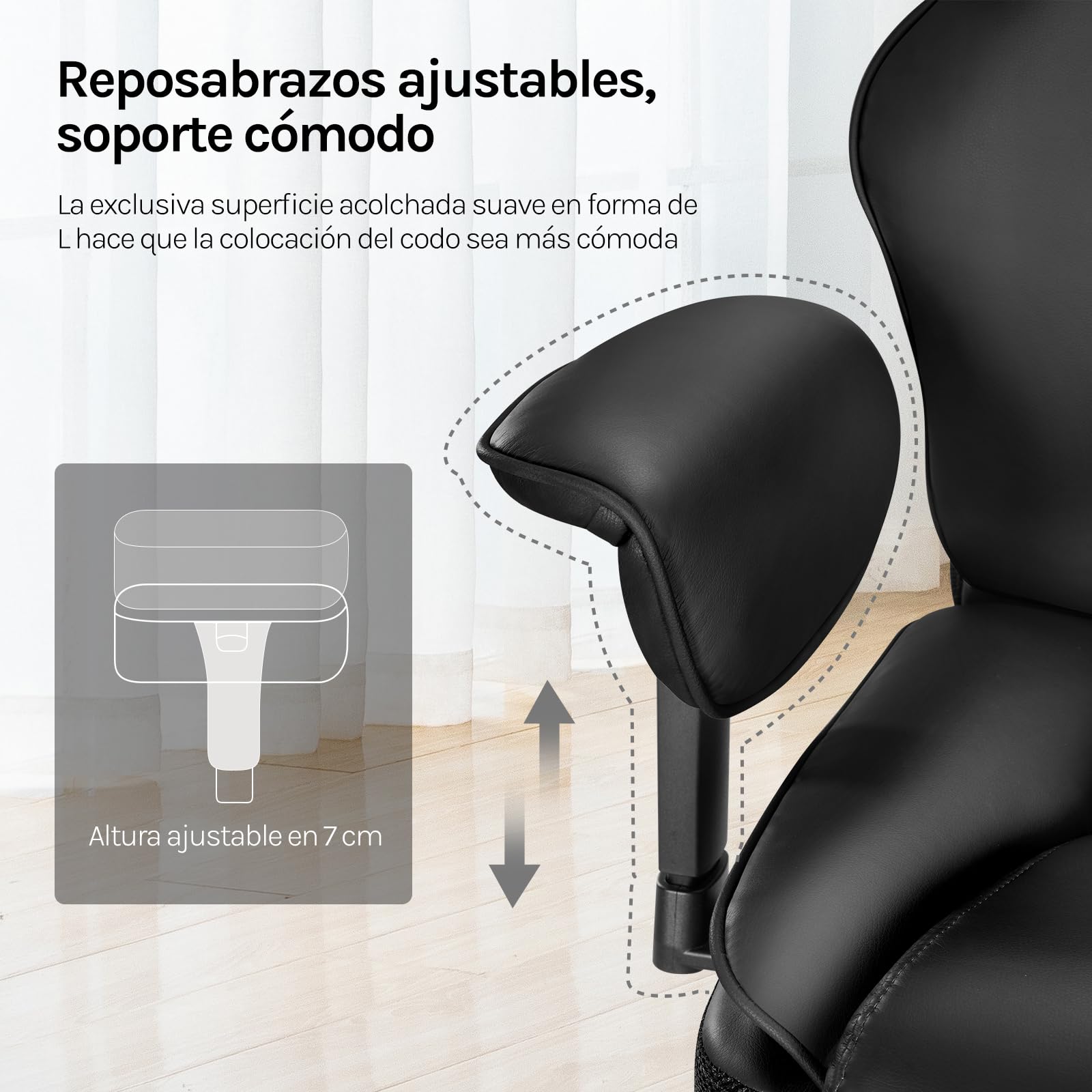 WOLTU Sillón Ejecutivo Ergonómica, Silla Oficina, Asiento PU, Negro | Respaldo Alto y Cojín Soporte Lumbar, Giratoria con Reposapies Retráctil y Función Mecedora, Asiento PU, para Oficina o Casa