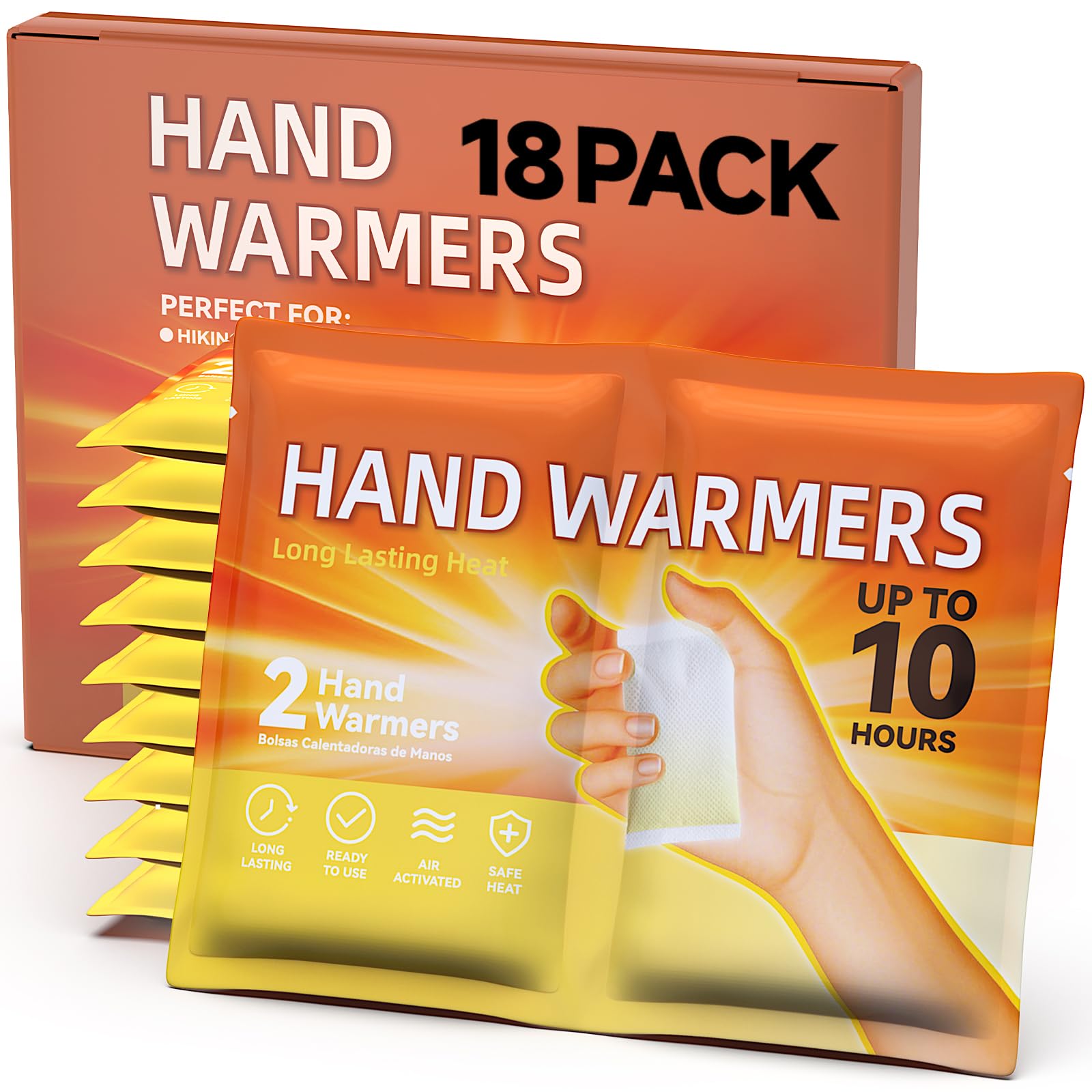 Hand Warmers 18 Count - Air Activated 10 Hours of Long Lasting Safe Natural Odorless Air Activated Warmers - Disposable Quick & Easy Activation, Portable Odor, Free Warmth for Hands 18 Pack-image-7