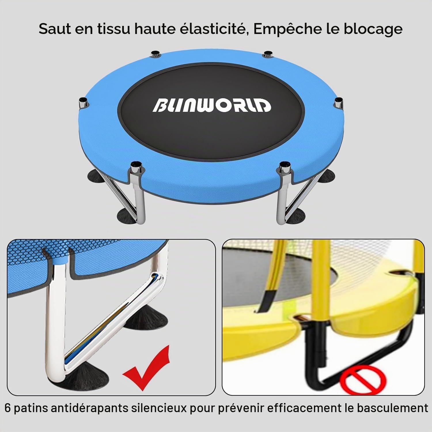Trampoline pour Enfants, Trampoline réglable pour bébé avec Panier de Basket-Ball, Trampoline intérieur et extérieur de 200 kg avec enclos