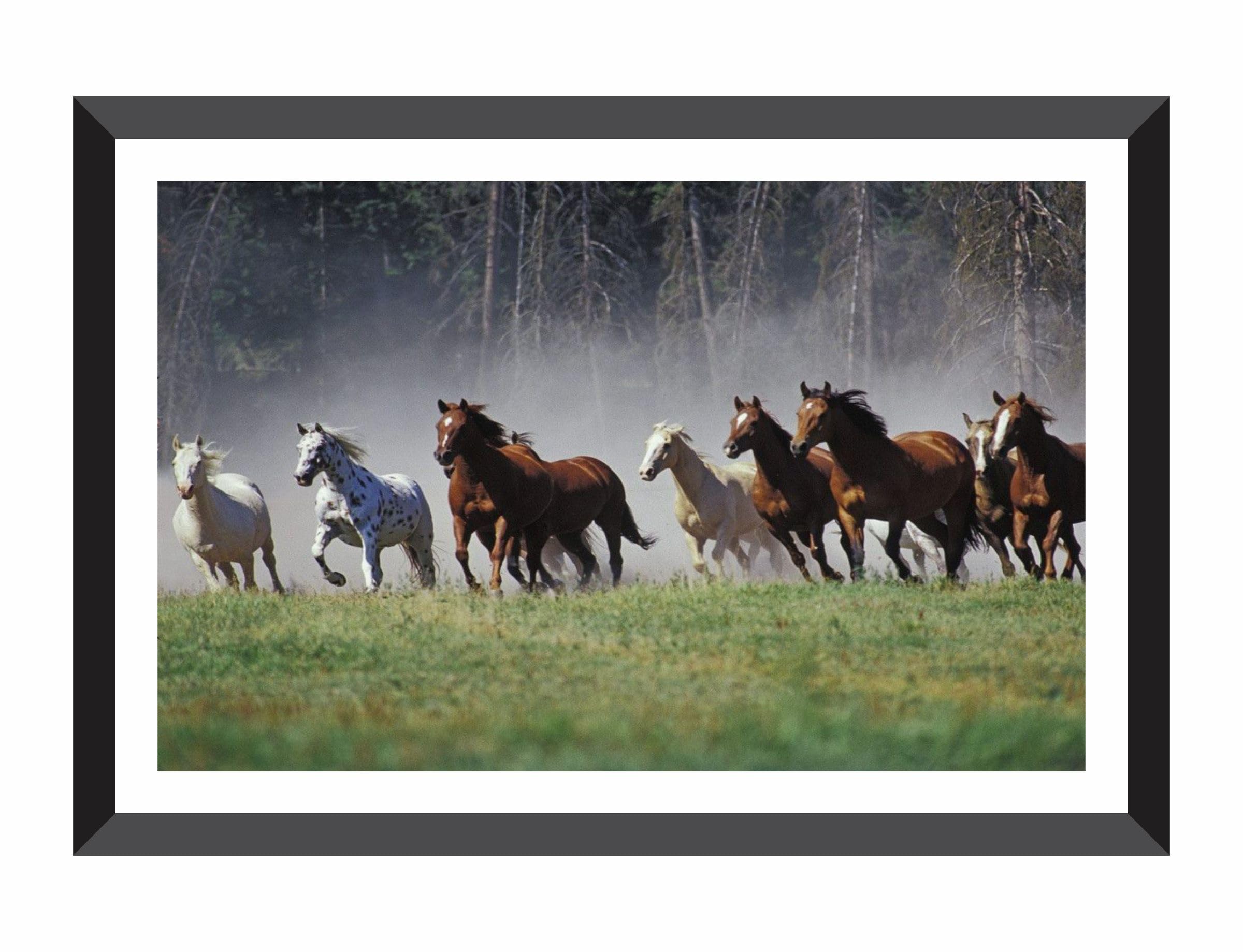 Chitransh Sevan Horse Wall Mounted Painting (14x20 inches)