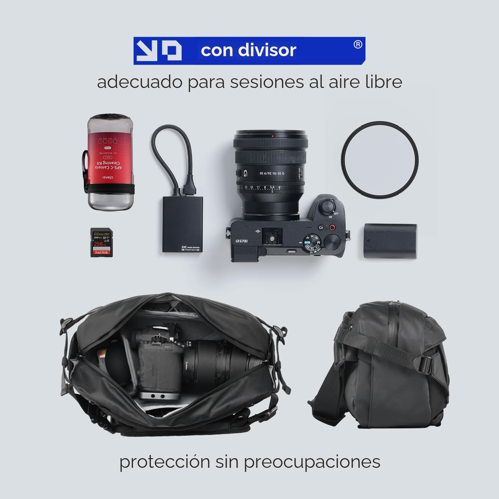 ULANZI Bolsa Funda Cámara Réflex 9L, Negro Bolsa Cámara Fotográfica, Bolsa Bandolera Cámara Impermeable Resistente, Mochila Pequeña para Cámara Réflex Digital Compatible con SLR DSLR