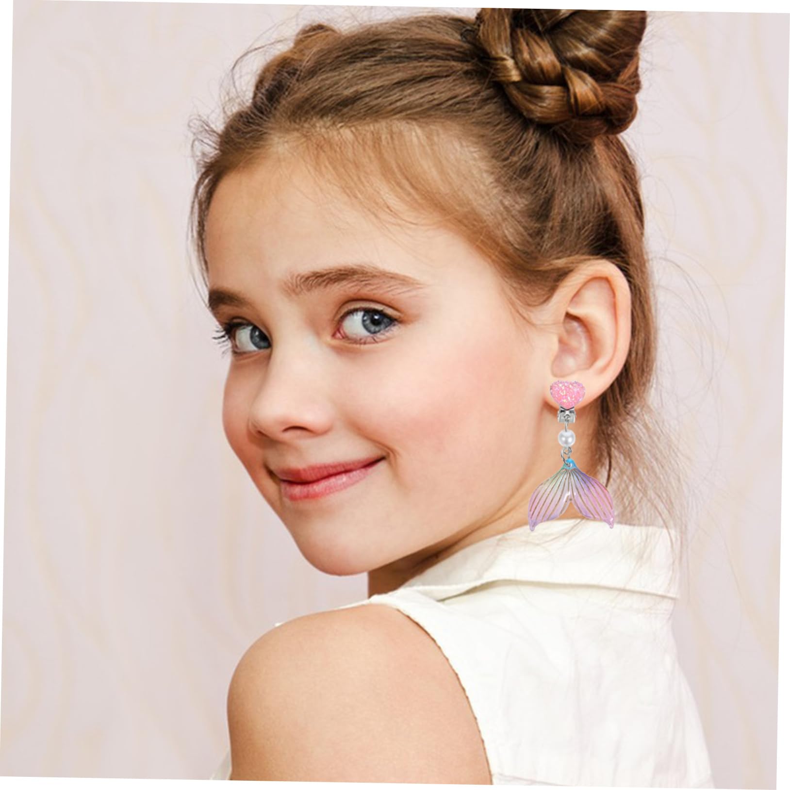 HANABASS Clip on Earrings for Girls 3 Pack Mermaid Earring Set Party Everyday Wear
