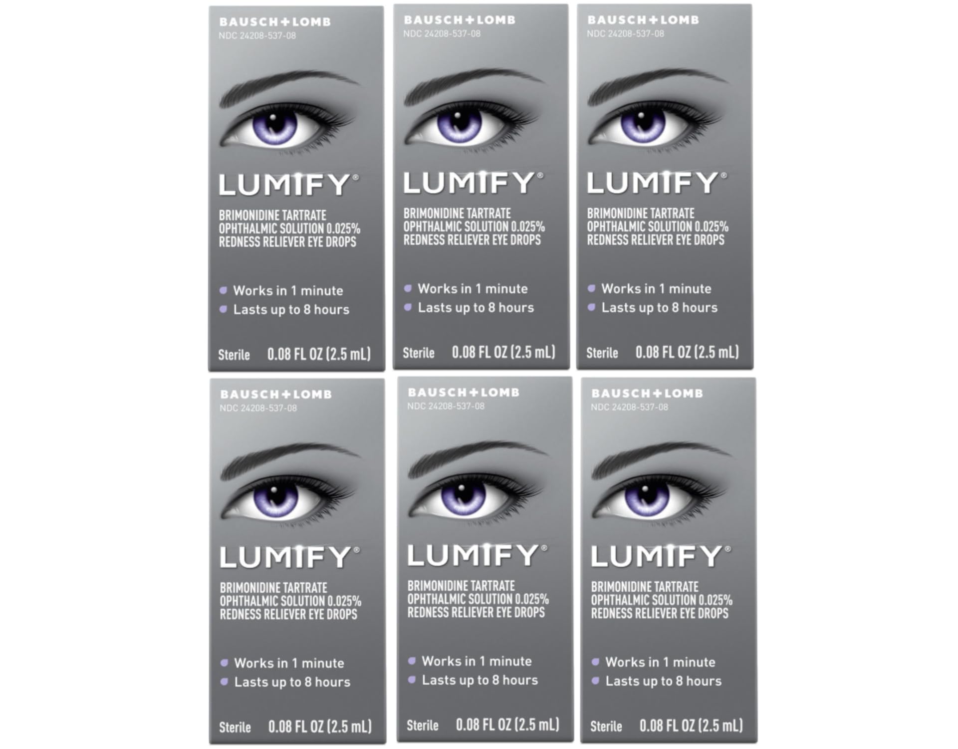 LUMIFY Redness Reliever Eye Drops 0.08 fl oz (2.5 mL) - Pack of 6