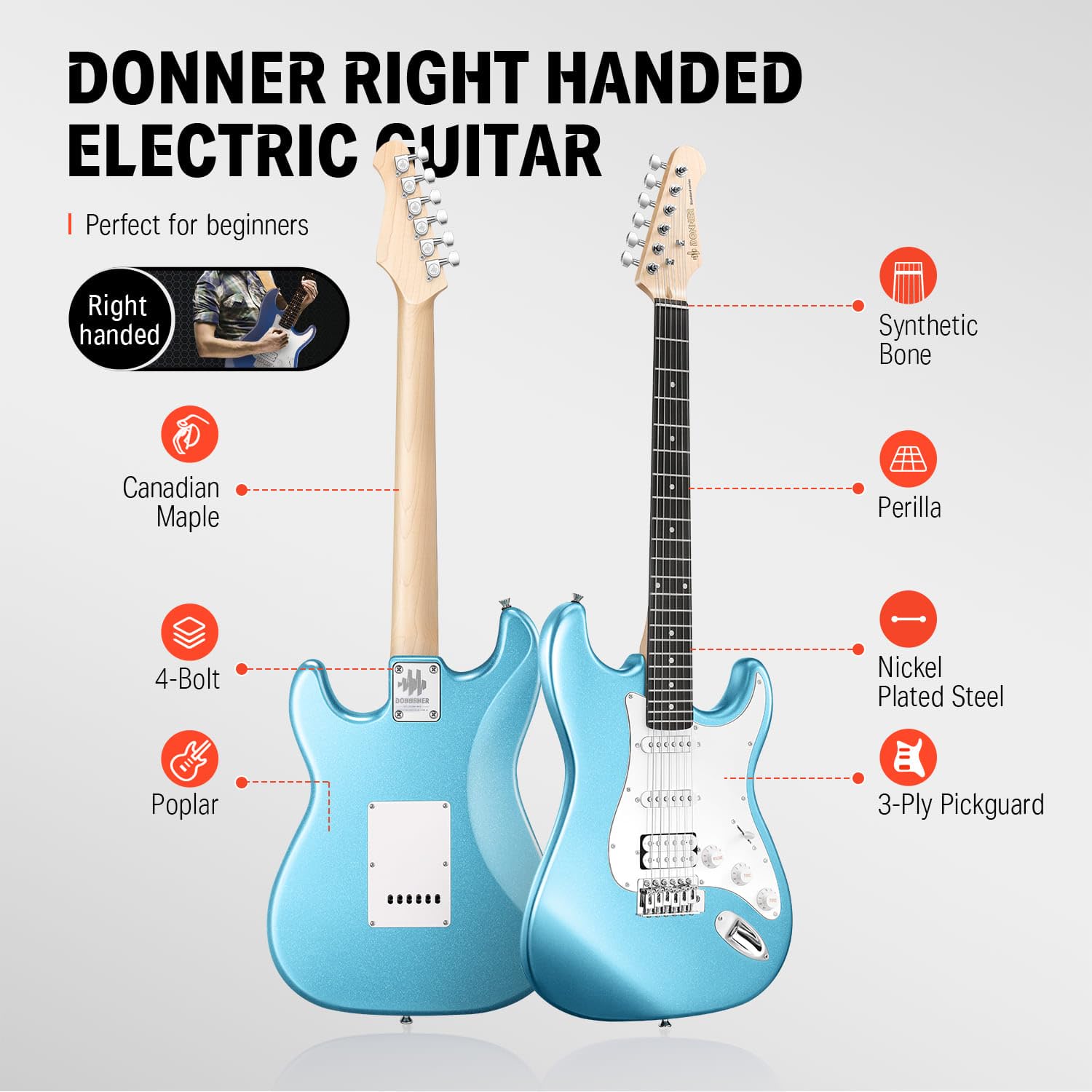 Amazon.com: Donner DST-100T 39 Inch Electric Guitar Beginner Kit