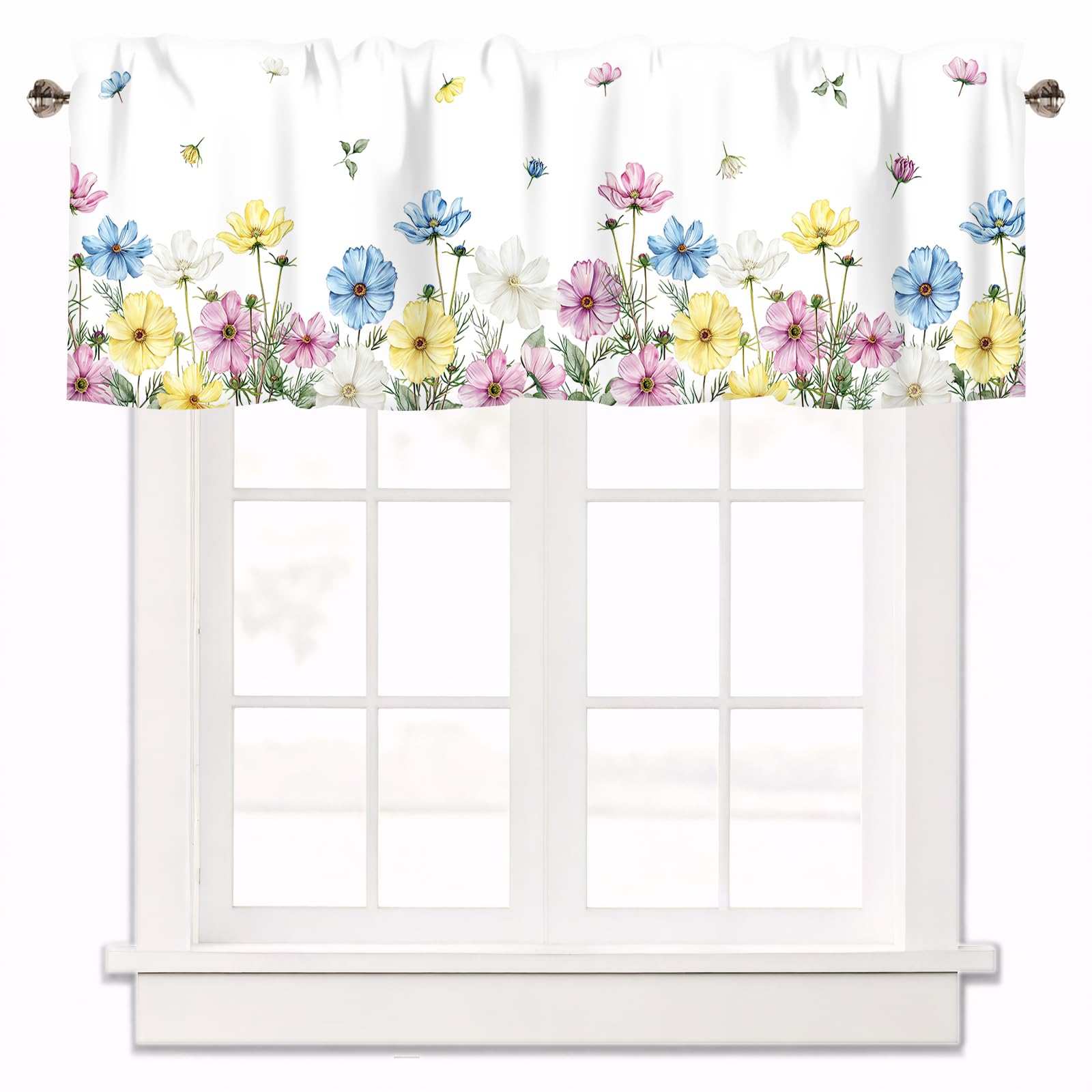 Floral Kitchen Valance Curtains Window Treatments 42x12 Inch