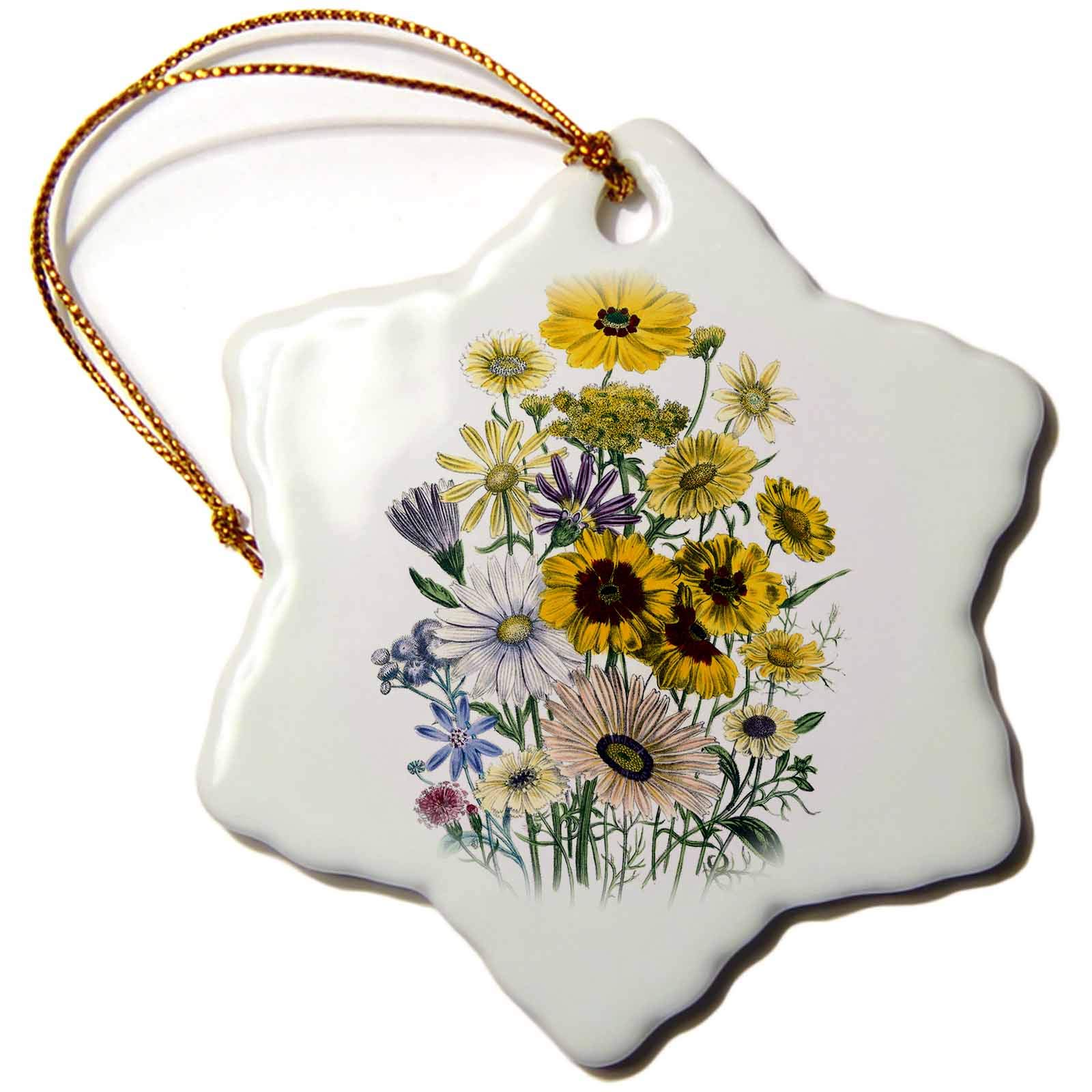 3dRose Ageratum, Cacalia, Kaulfussia, Calendula, Arcotitis, Tolpis,... - Ornaments (orn-153337-1)