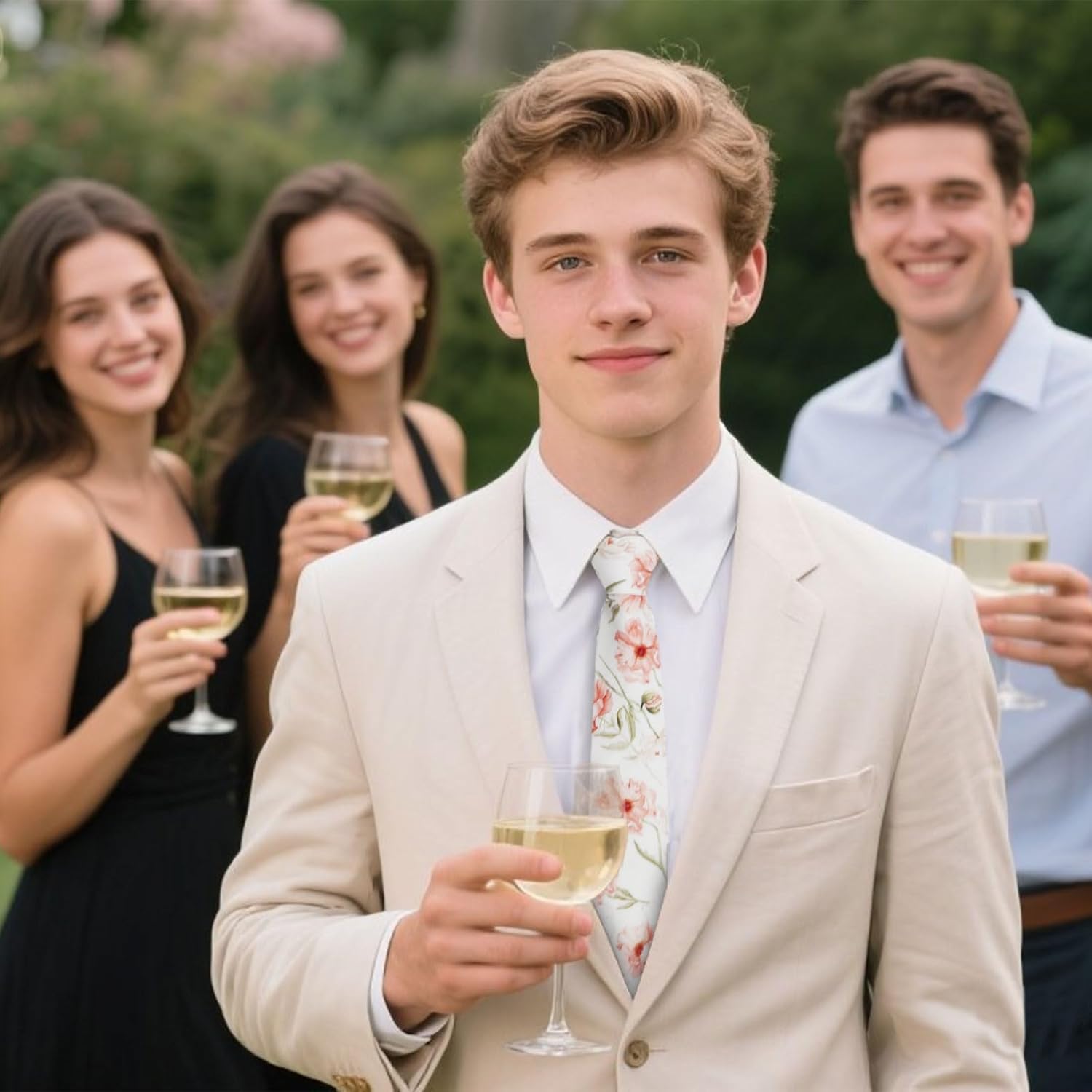 Floral Cotton Ties for Men, 2.56" Skinny Mens Tie Flower Men's Neckties for Wedding Party Celebration Date - Image 5