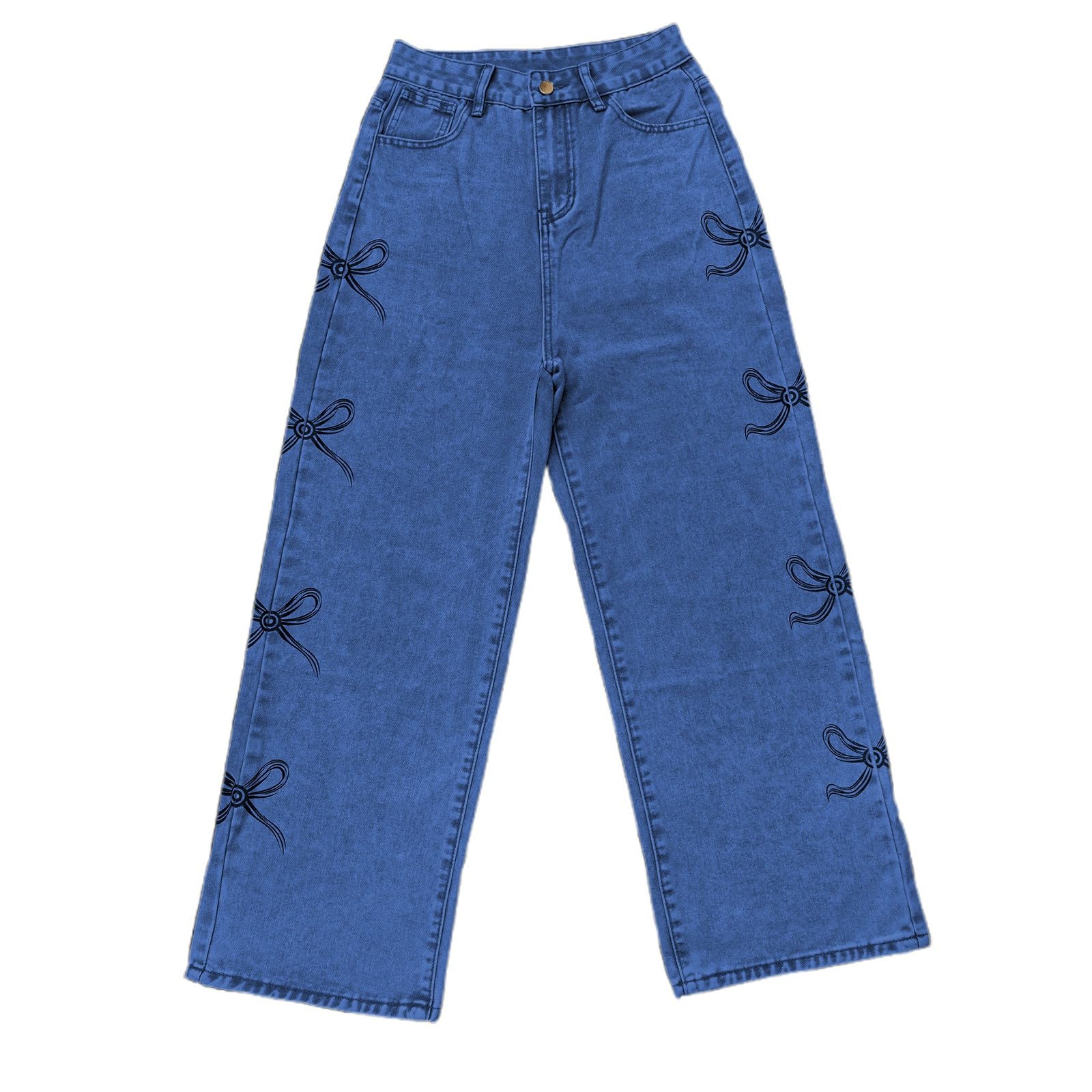 Jeans,Jeans a Vita Alta Svasati da Donna con Ricamo, Comodi Pantaloni in Denim Elasticizzato per Outfit Casual