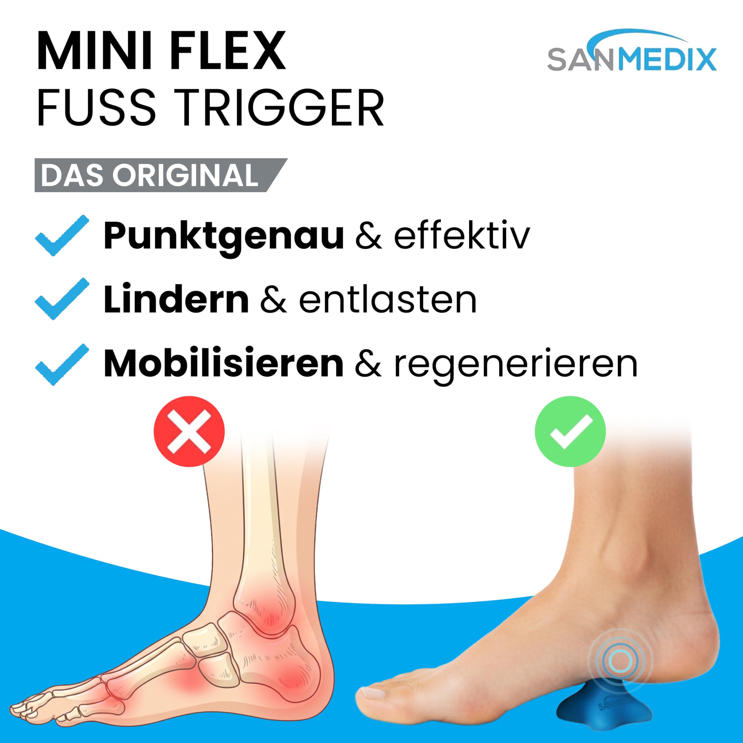 Mini Fußtrigger – Triggerpunkt Drücker für Füße, kompaktes Fussmassagegerät für gezielte Fußmassage bei Plantarfasziitis & Fersensporn