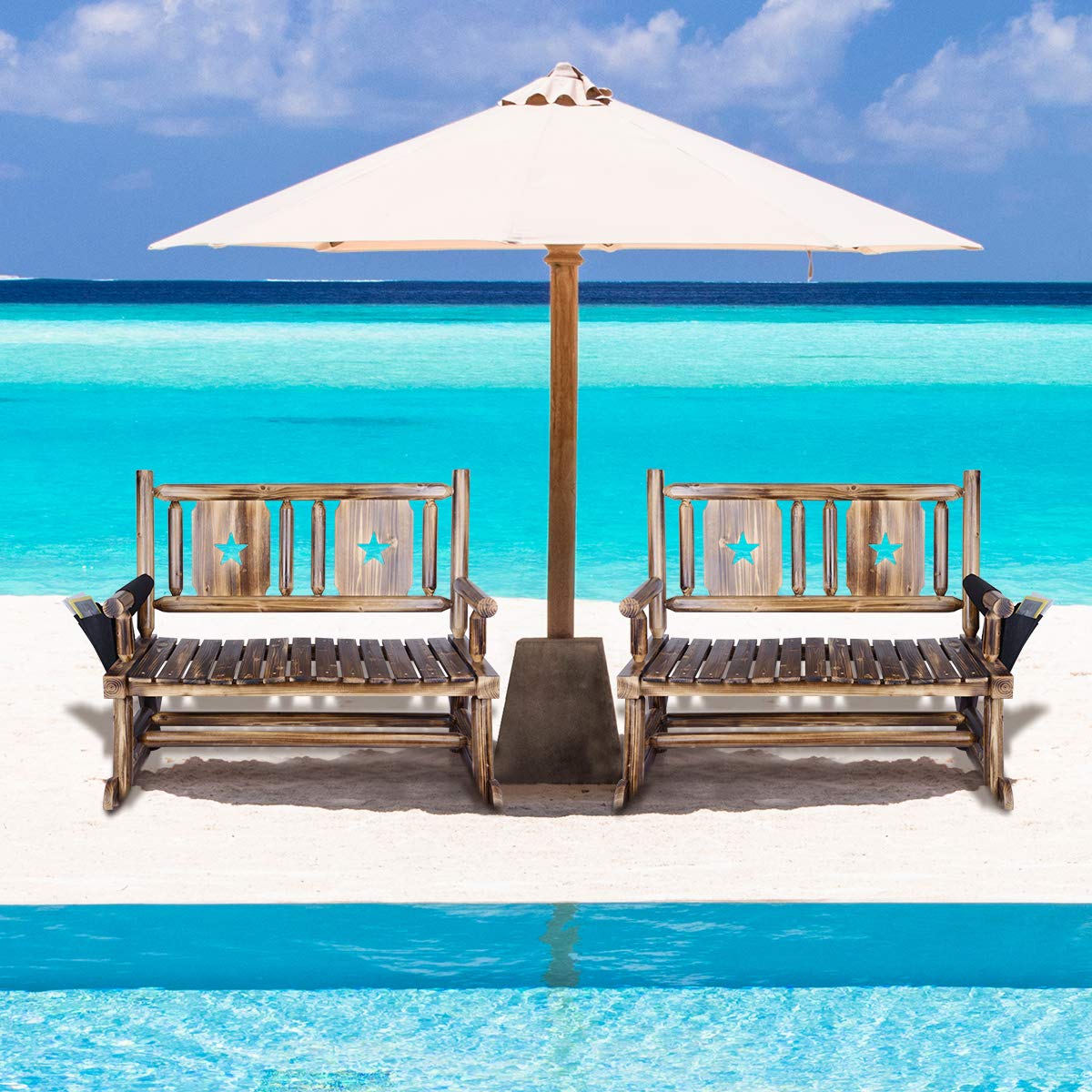 Buy XCSOURCE Outdoor Rocking Bench, Wooden Rocking Double Chair Outdoor