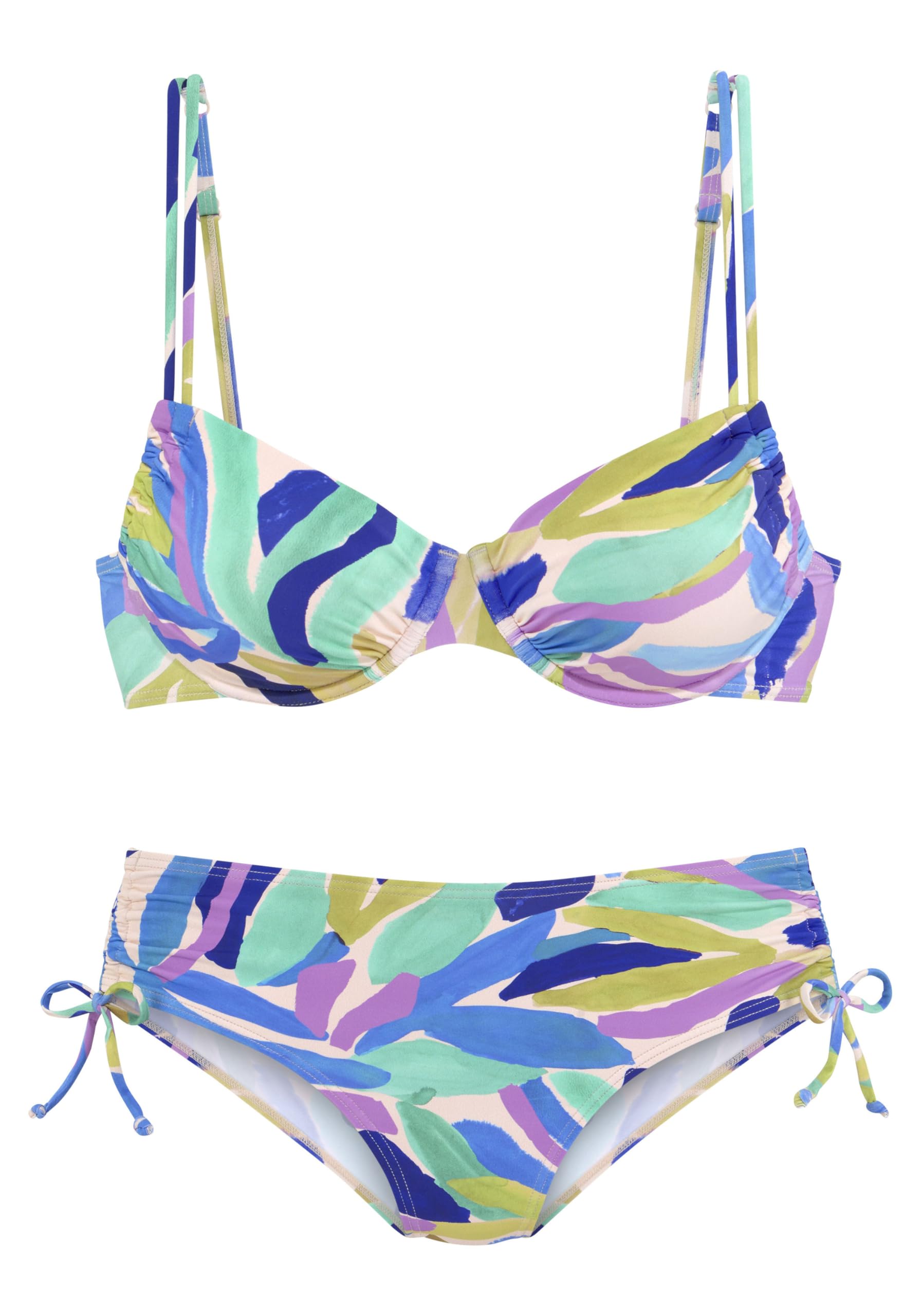 s.Oliver Blue Green Pattern Underwired Bikini Set, Blue-Green Patterned, 12/D