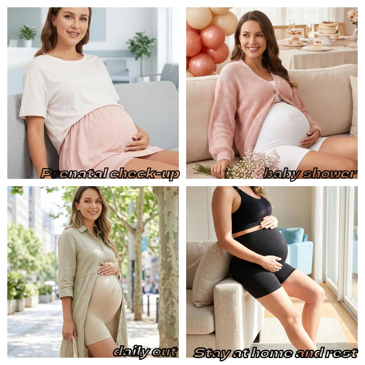 Ropa interior moldeadora de maternidad sin costuras sobre el vientre, pantalones cortos de embarazo de cintura alta, bragas debajo del vestido, soporte para el vientre