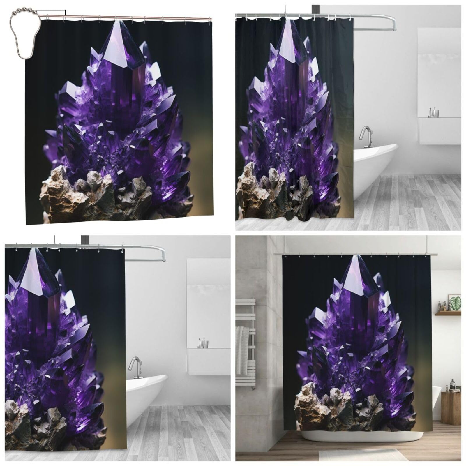 Rideau de douche violet en microfibre de 183x183 cm idéal pour sublimer une fenêtre de baignoire
