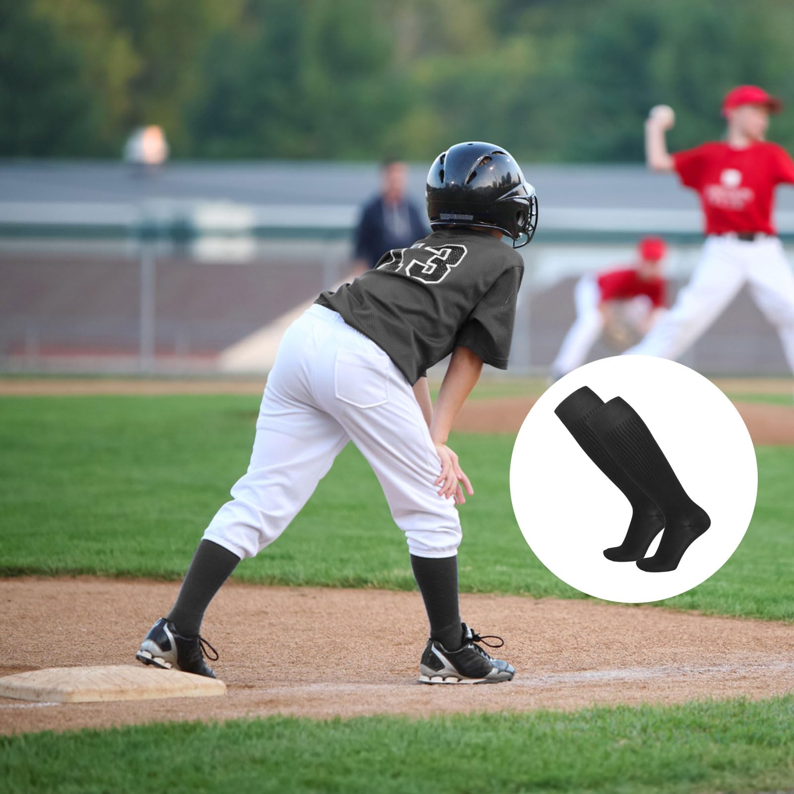 EUPSIIU 2 Pares Medias de Fútbol Largos para Niños Calcetines Deportivos de Niños Largo Tubo de Calcetines, Calcetines de Fútbol, Baloncesto, Rugby, Correr, Niños Niñas 5-13 Años (Negro)